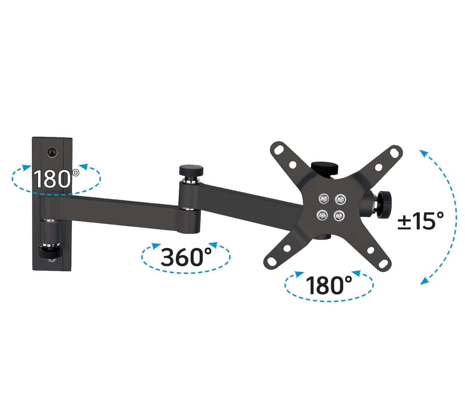 Supporto a muro per TV LED LCD 13-30'' inclinabile 3 snodi nero - 16