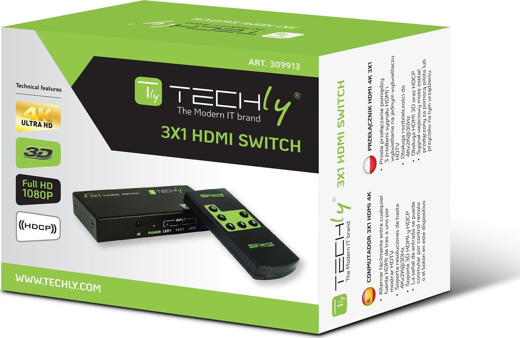 Switch HDMI 3 IN 1 OUT con Telecomando 4K UHD 3D - 11