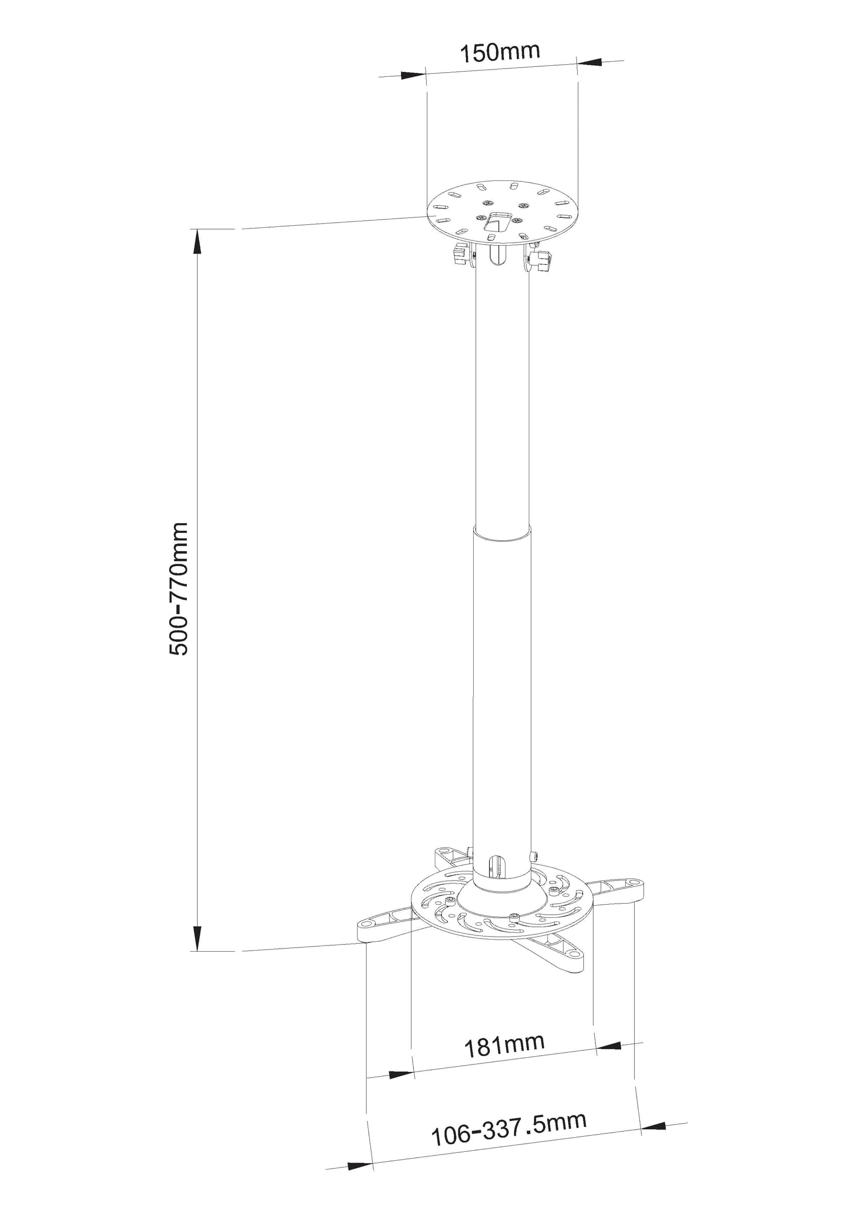 Supporto a soffitto professionale per proiettori estensione 50-77 cm - 14