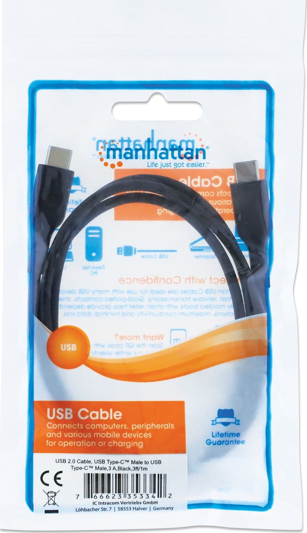Cavo USB-C&trade Maschio/Maschio USB 2.0 1m Nero - 18
