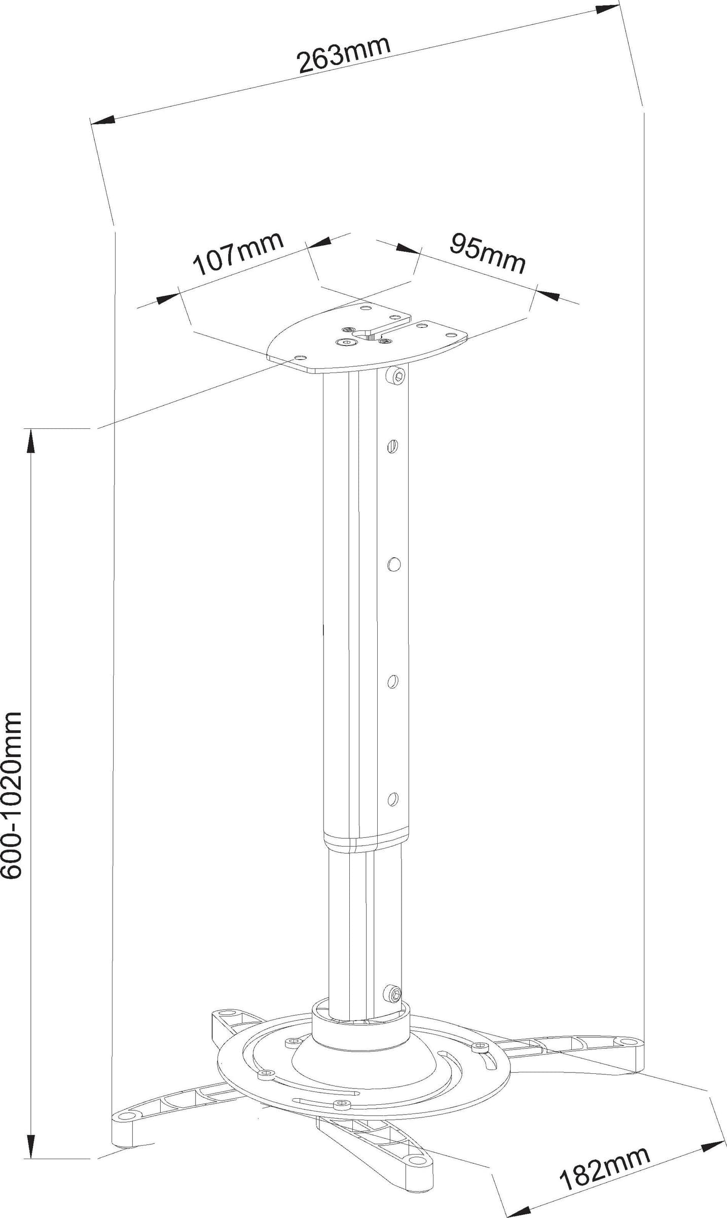 Supporto a Soffitto per Proiettori Estensione 60-102 cm Silver - 17