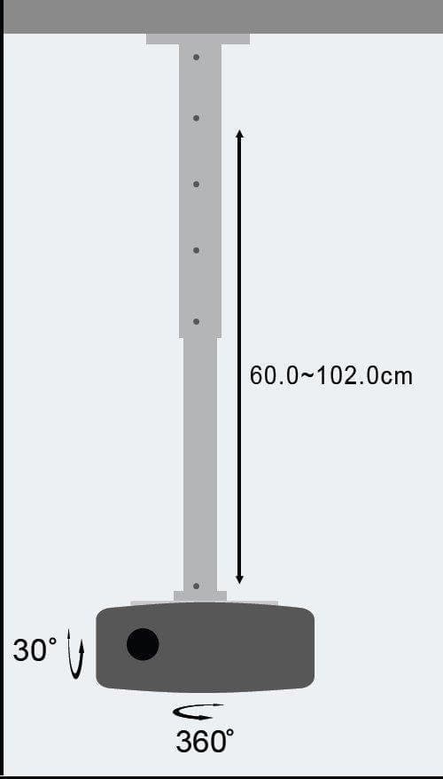 Supporto a Soffitto per Proiettori Estensione 60-102 cm Silver - 21