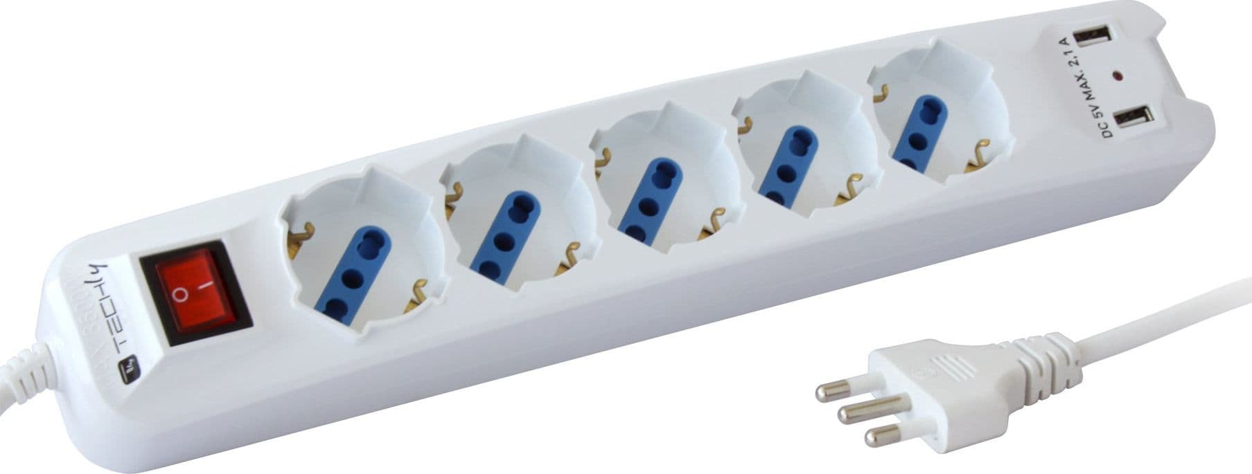 Multipresa 5 Posti Italiana Bipasso con 2 Prese USB - 14