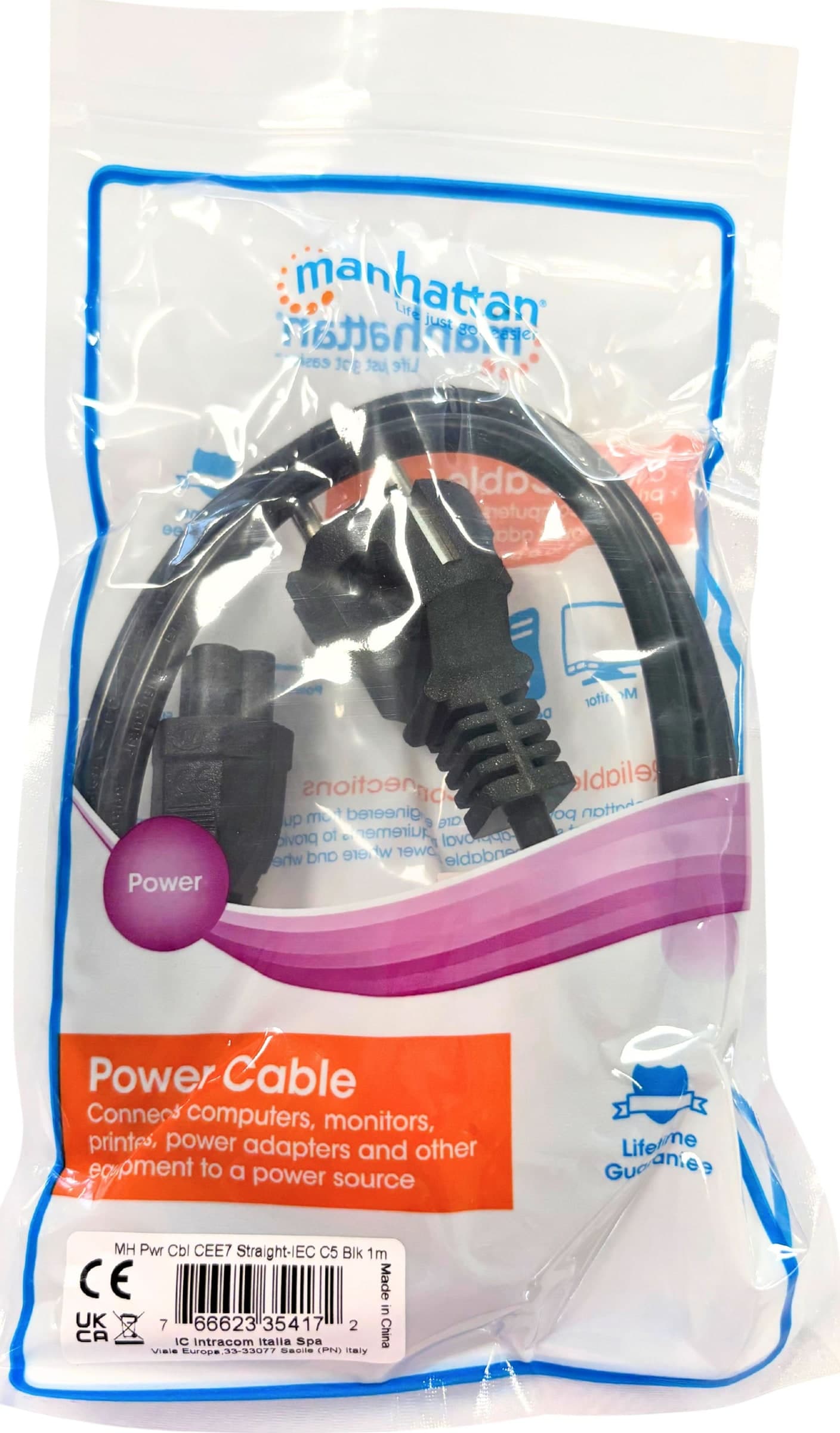 Cavo alimentazione C5 F a Schuko 1m nero - 16