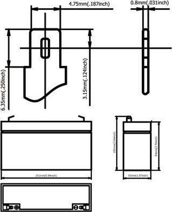 Batteria Ricaricabile 6V 12Ah, Ultracell UL12-6(Faston 187 - 4.8 mm) - 3