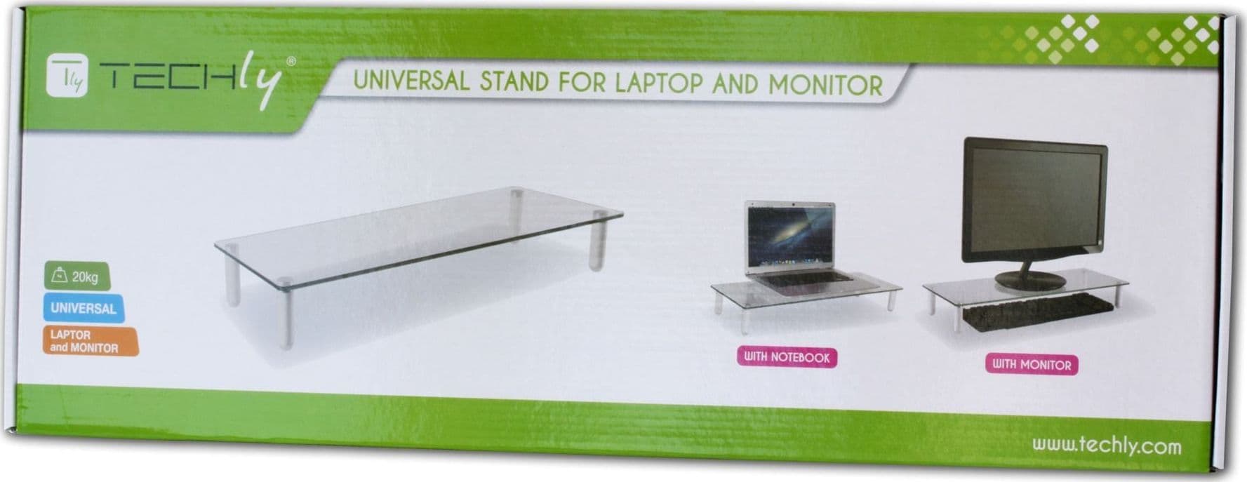 Ripiano Universale in Vetro Trasparente per Monitor Laptop Notebook - 13