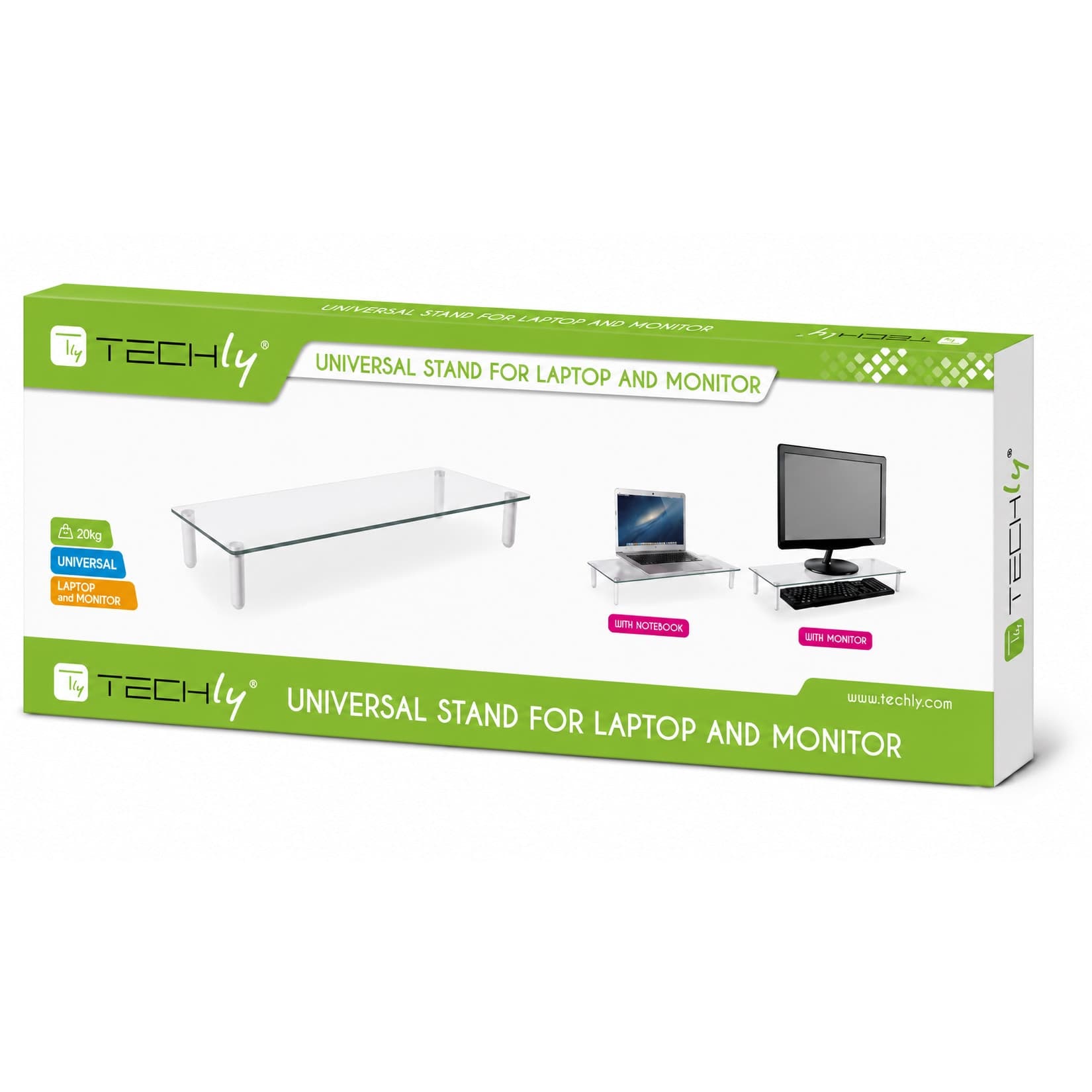 Ripiano Universale in Vetro Trasparente per Monitor Laptop Notebook - 17