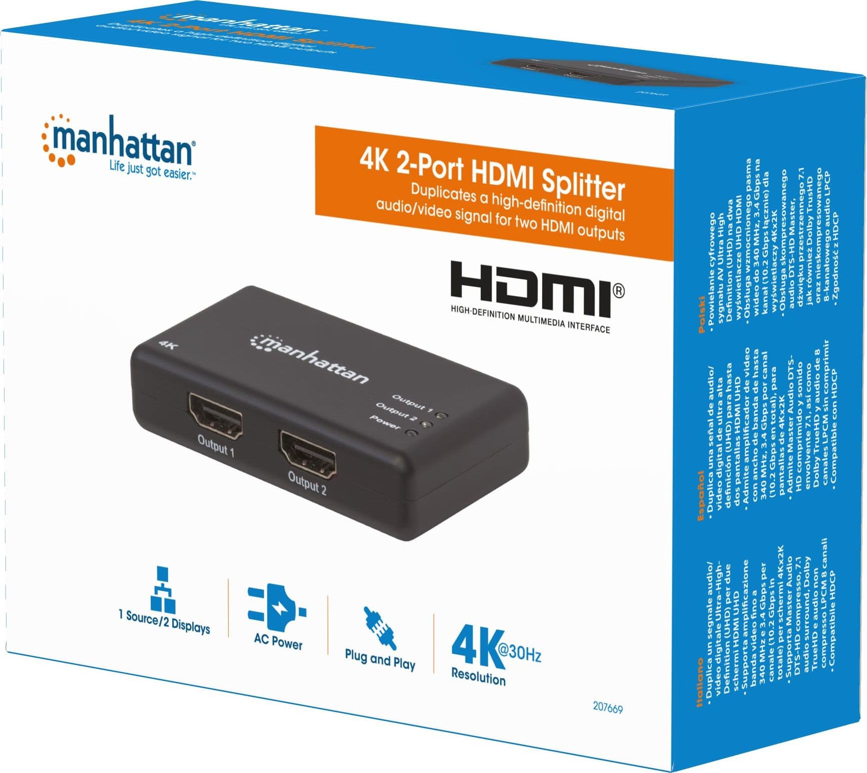 Splitter HDMI 4K UHD 3D con LED 2 vie - 12