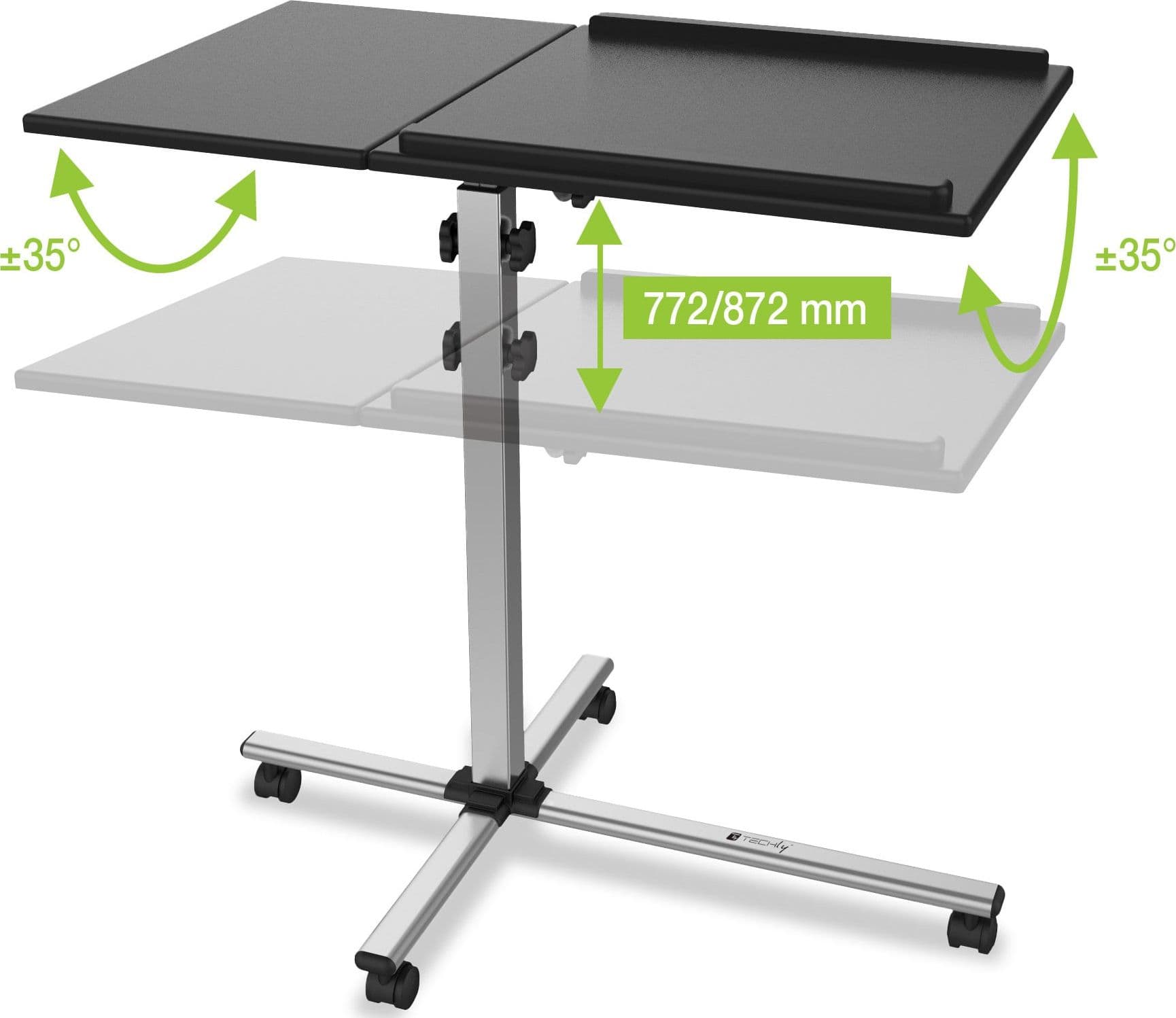 Carrello per Proiettore e Notebook a Due Ripiani Regolabile in Altezza - 12