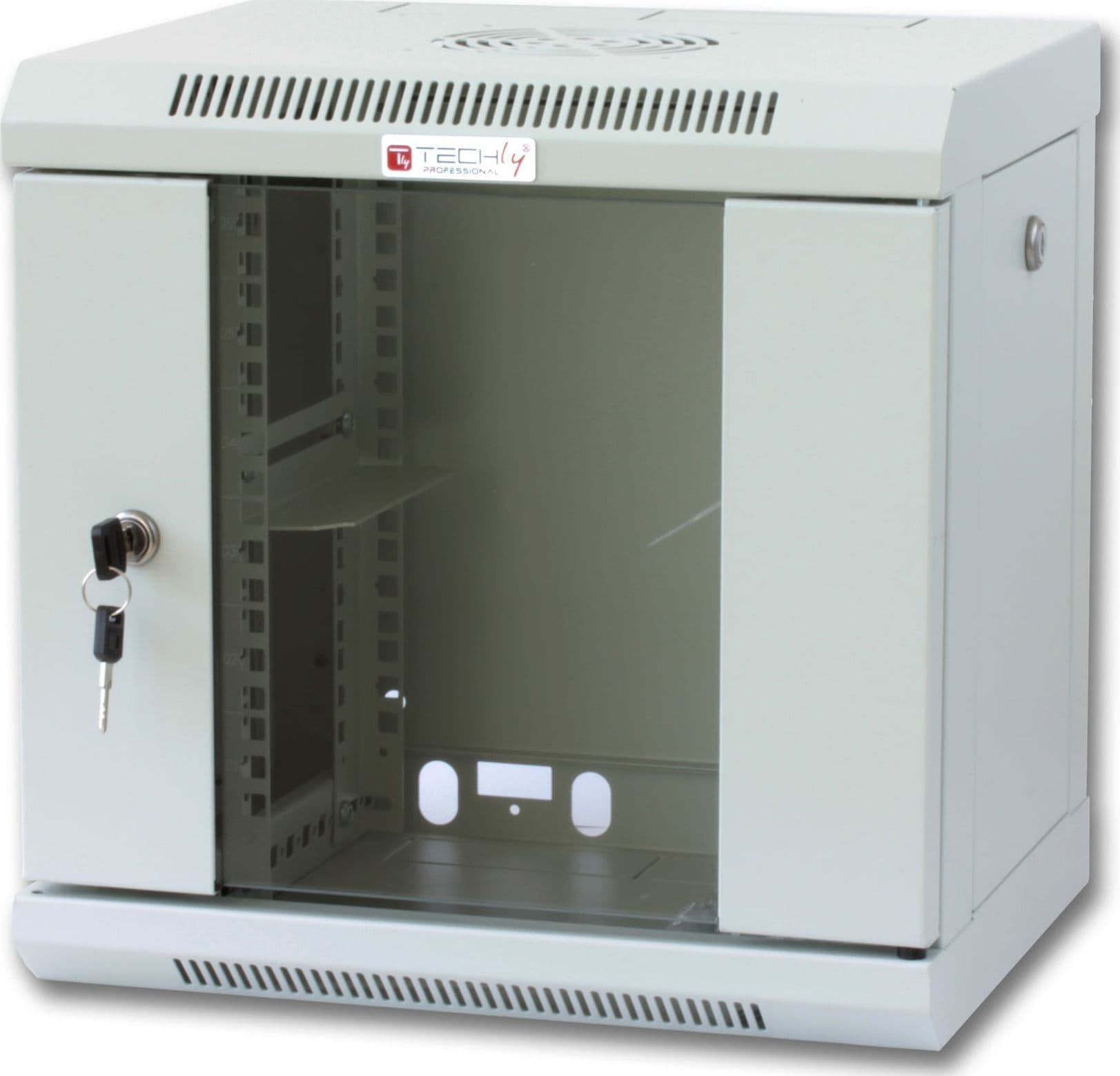 Armadio Rack 10'' a muro 6 unit&agrave con pannelli asportabili Grigio prof. 300 mm - 13