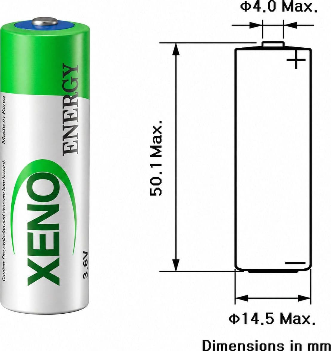 Batteria AA (ER14505) Assiale - 3,6 V 2400mA litio cloruro di tionile - 7
