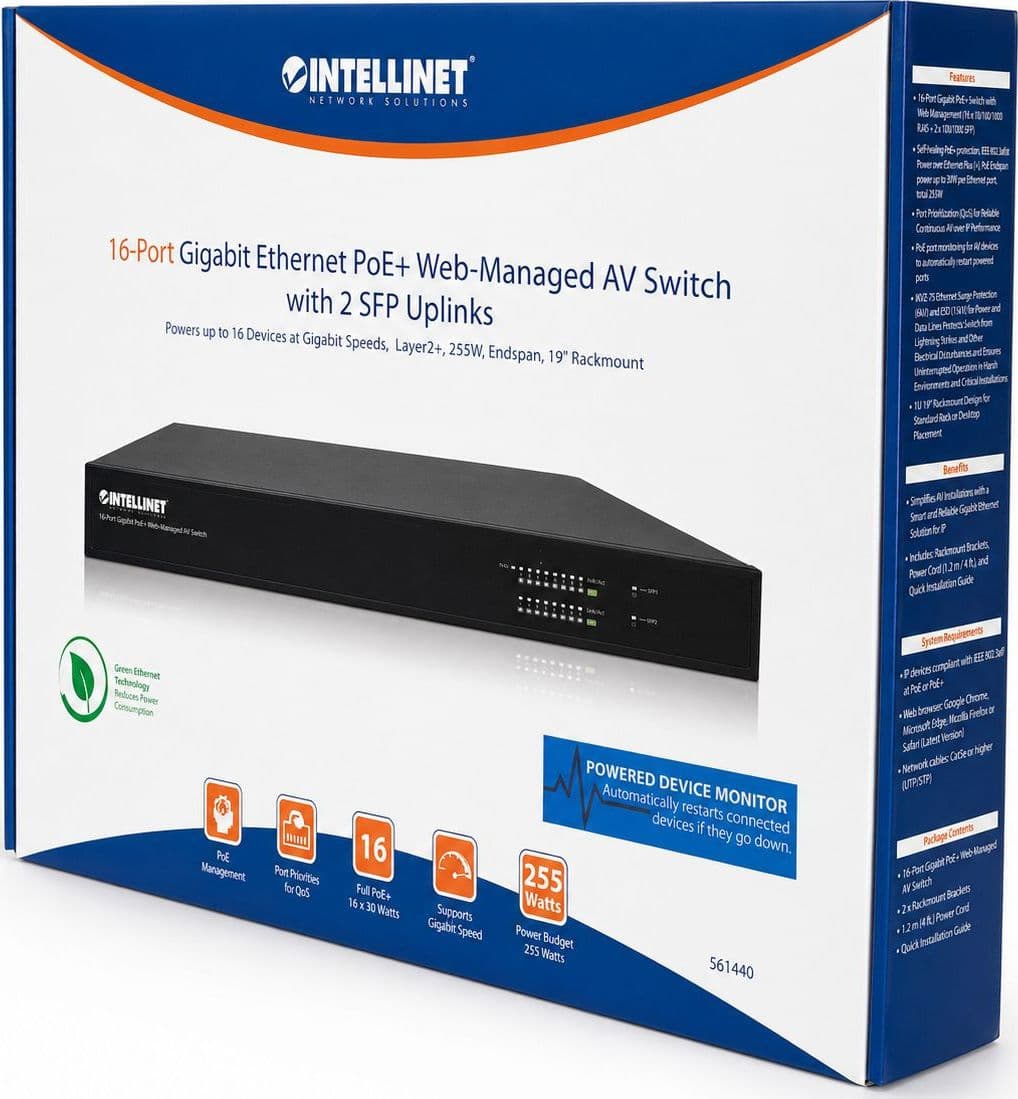 Switch AV Gigabit Ethernet PoE+ a 16 porte 2 SFP - 13
