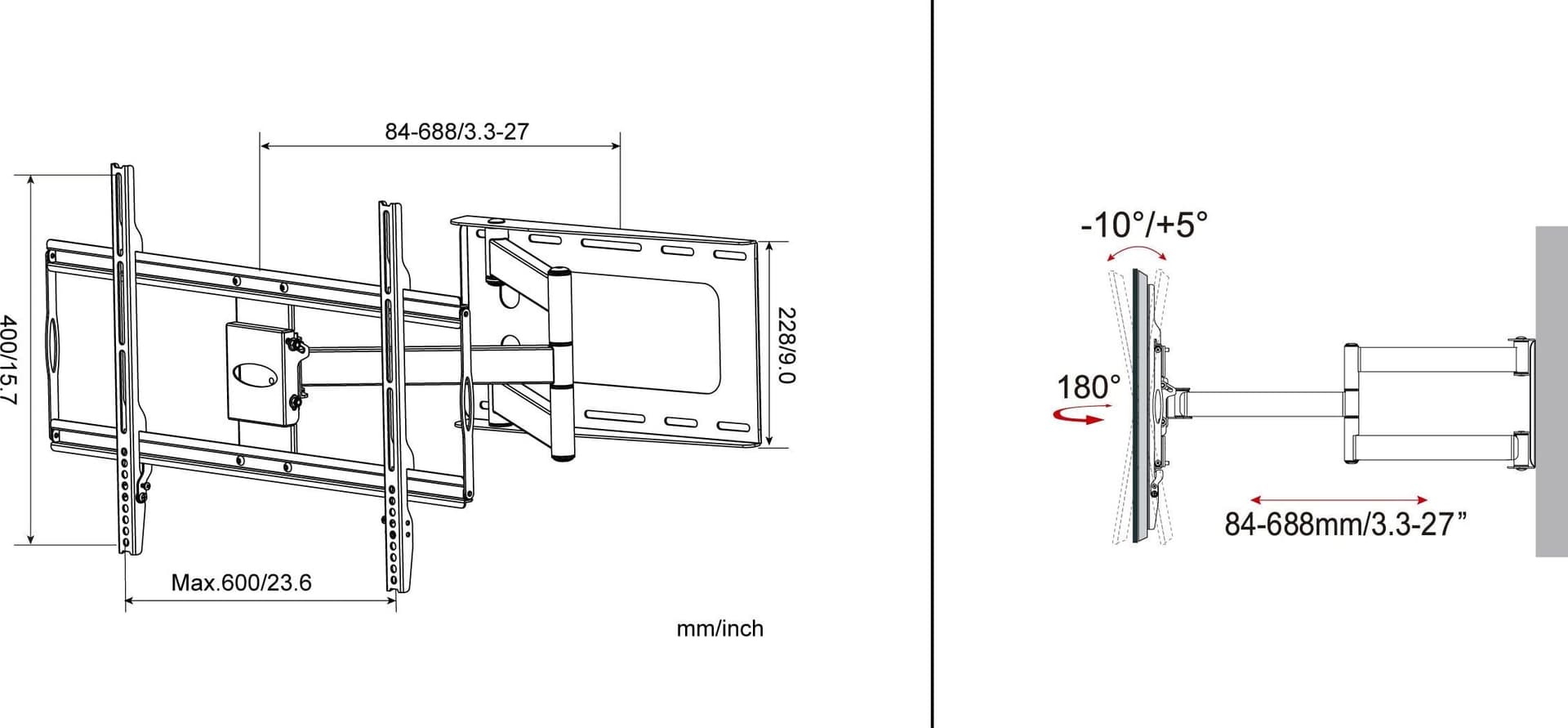 Supporto a Muro Slim per TV LED LCD 32-70'' Nero - 12