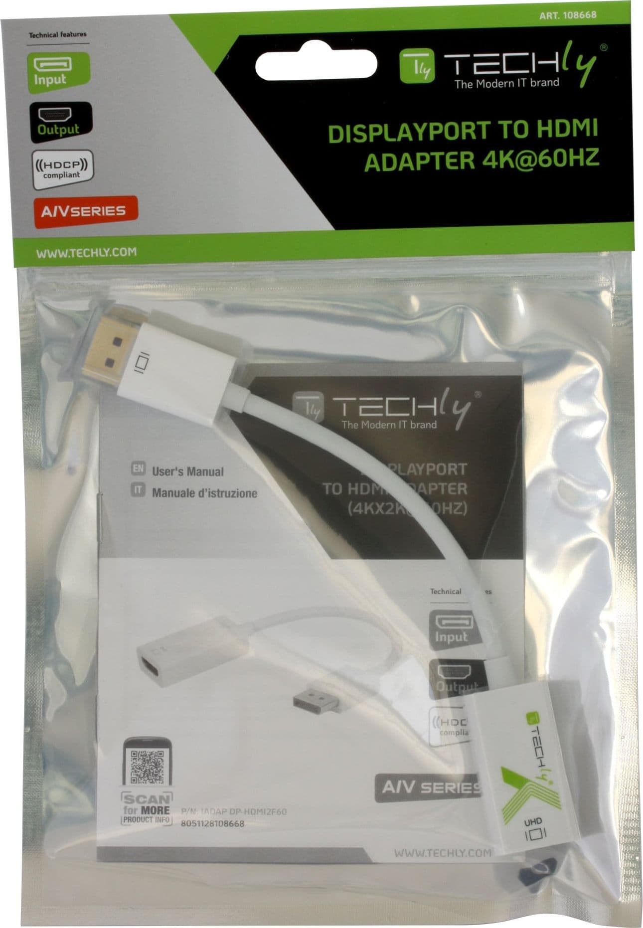 Adattatore Attivo Displayport 1.2 Maschio HDMI Femmina 4K 60Hz 15 cm Bianco - 11