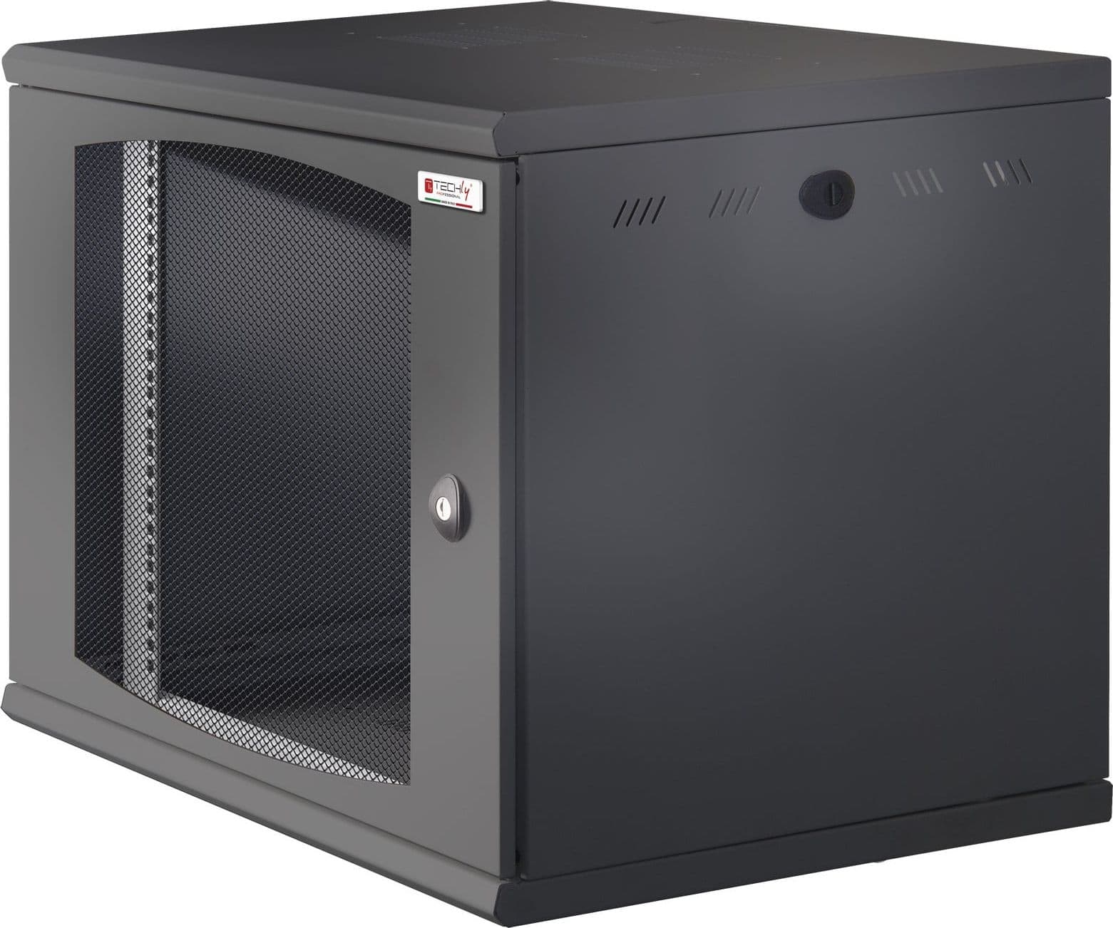 Armadio Rack 19'' a muro 16U sezione unica P 600mm Porta Grigliata Nero - 3