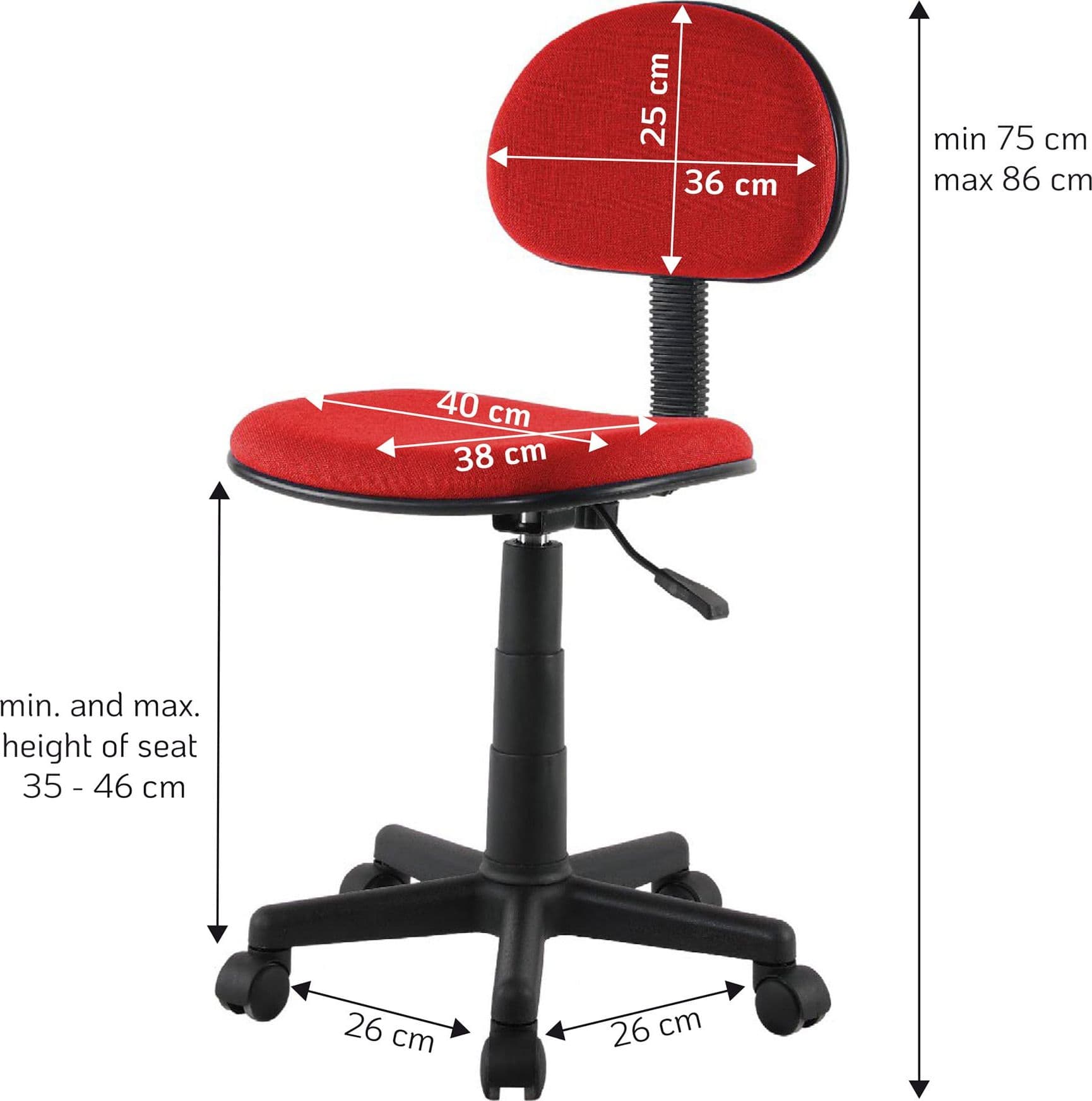 Sedia per Ufficio Colore Rosso - 9
