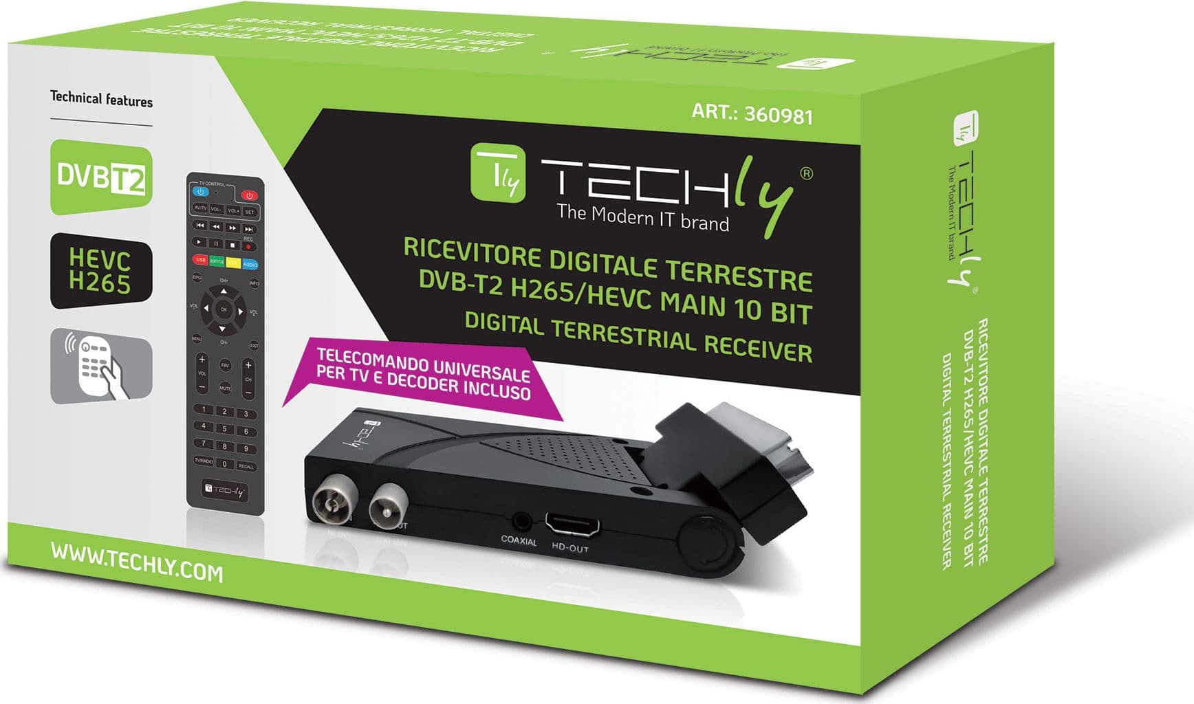 Decoder Ricevitore Digitale Terrestre DVB-T/T2 H.265 HEVC 10bit USB HDMI Scart 180&deg e Telecomando Universale 2 in 1 in Ricevitori digitale terrestre Scontolo.net - Potenza, commercioVirtuoso.it
