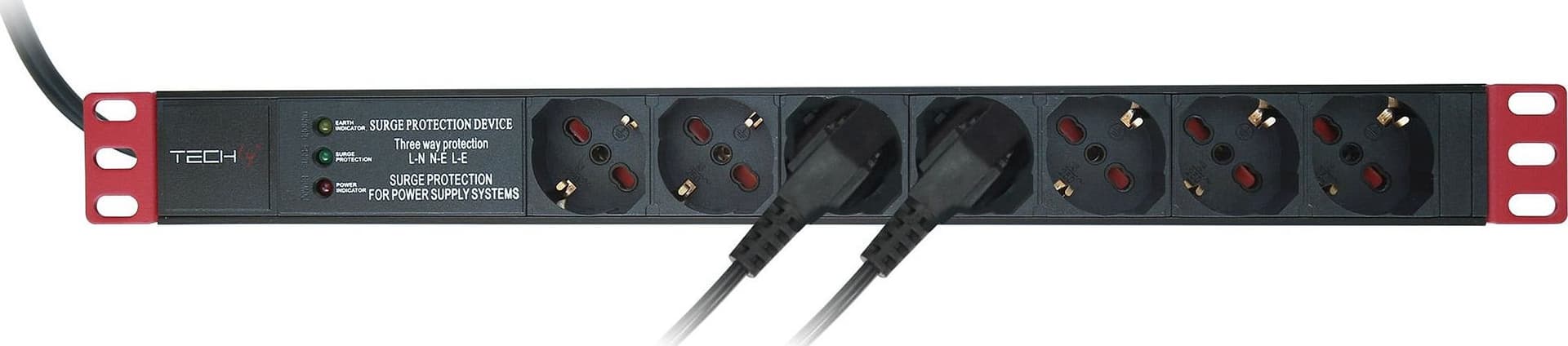 Multipresa 7 Posti da Rack 19'' con Filtro di Protezione 3 LED Spina Italiana 1U - 12