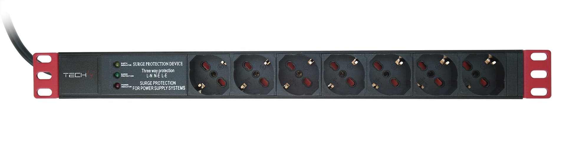 Multipresa 7 Posti da Rack 19'' con Filtro di Protezione 3 LED Spina Italiana 1U - 15