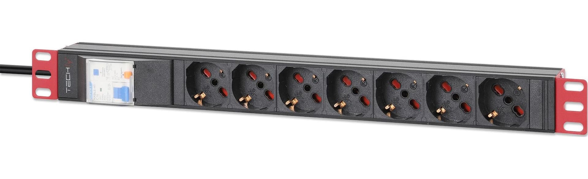 Multipresa 7 Posti da Rack 19'' con Protezione da Dispersioni Spina Italiana 1U - 19