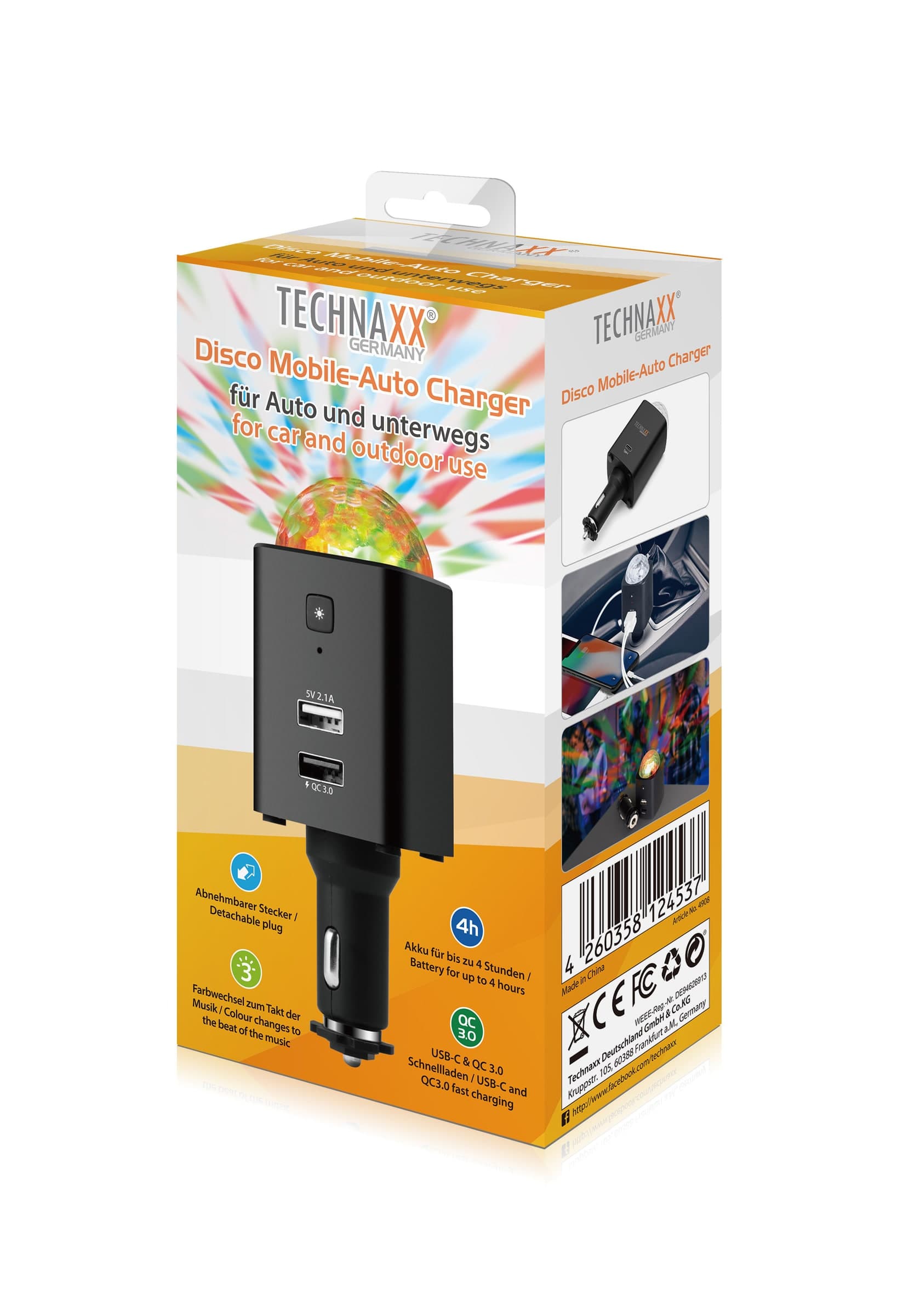 Caricatore da Auto USB-C&trade con Luce Disco TX-159 - 8