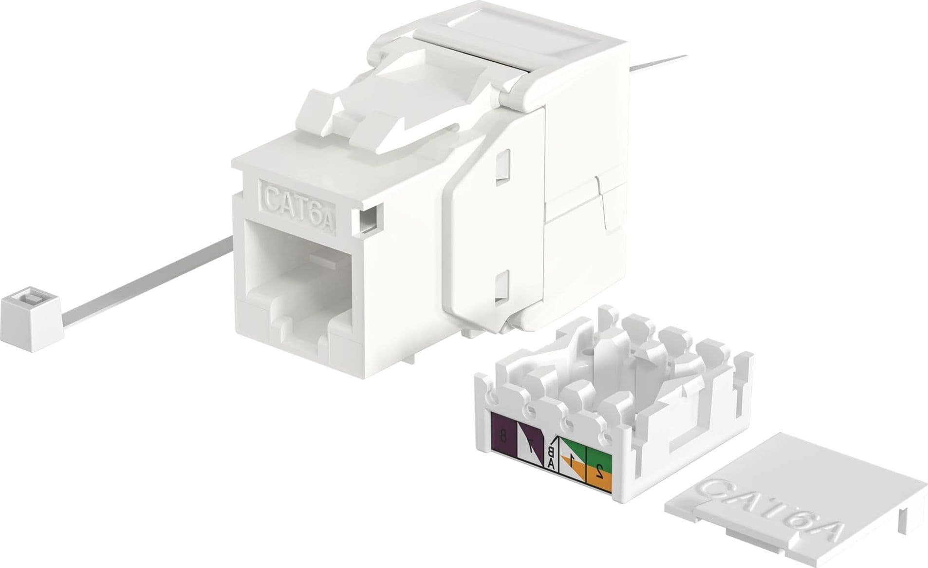 Frutto Keystone Cat.6A UTP Bianco con tappo antipolvere - 19