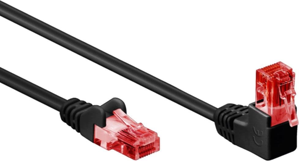 Cavo di rete Patch Connettore Angolato 90&deg CCA Cat.6 UTP 1m Nero - 8