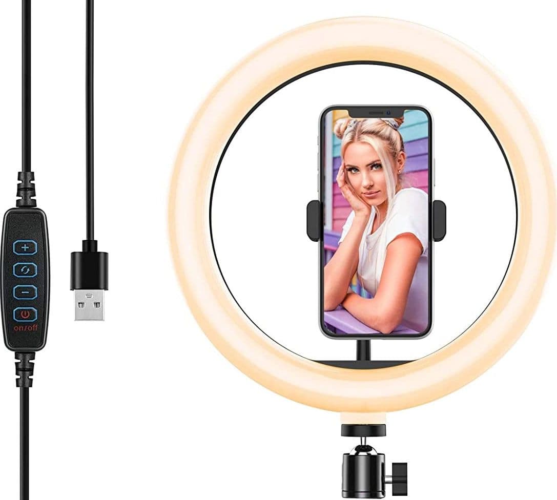 Luce LED Anello 20cm per 1/4'' Regolazione Luminosit&agrave Stand Smartphone - 10