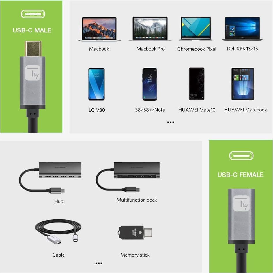 Cavo prolunga USB 3.2 Gen 2 USB-C&trade M/F 1m Nero - 13