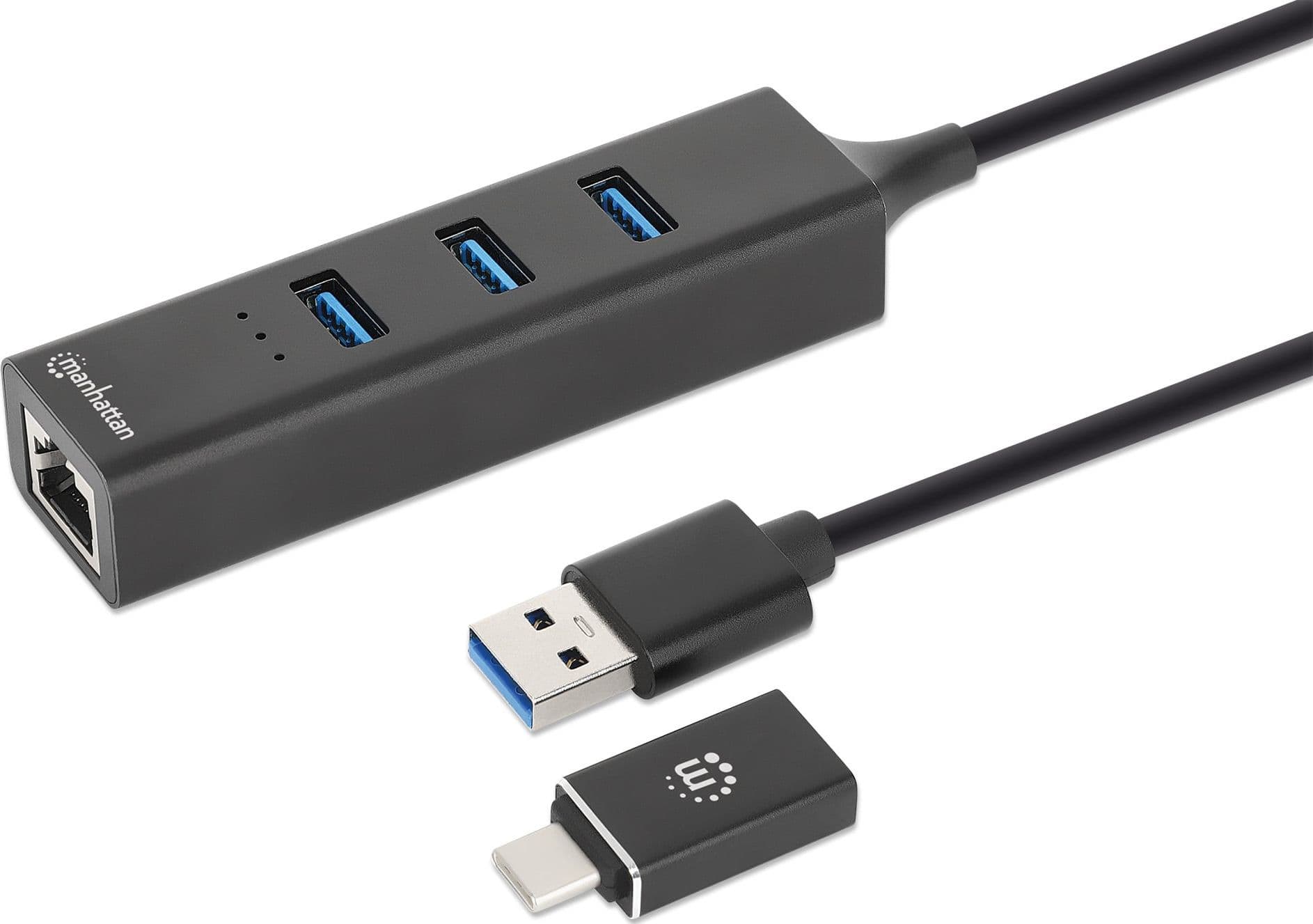 Hub USB 3.2 3 Porte Combo Type-C/A con Adattatore di Rete Gigabit - 15