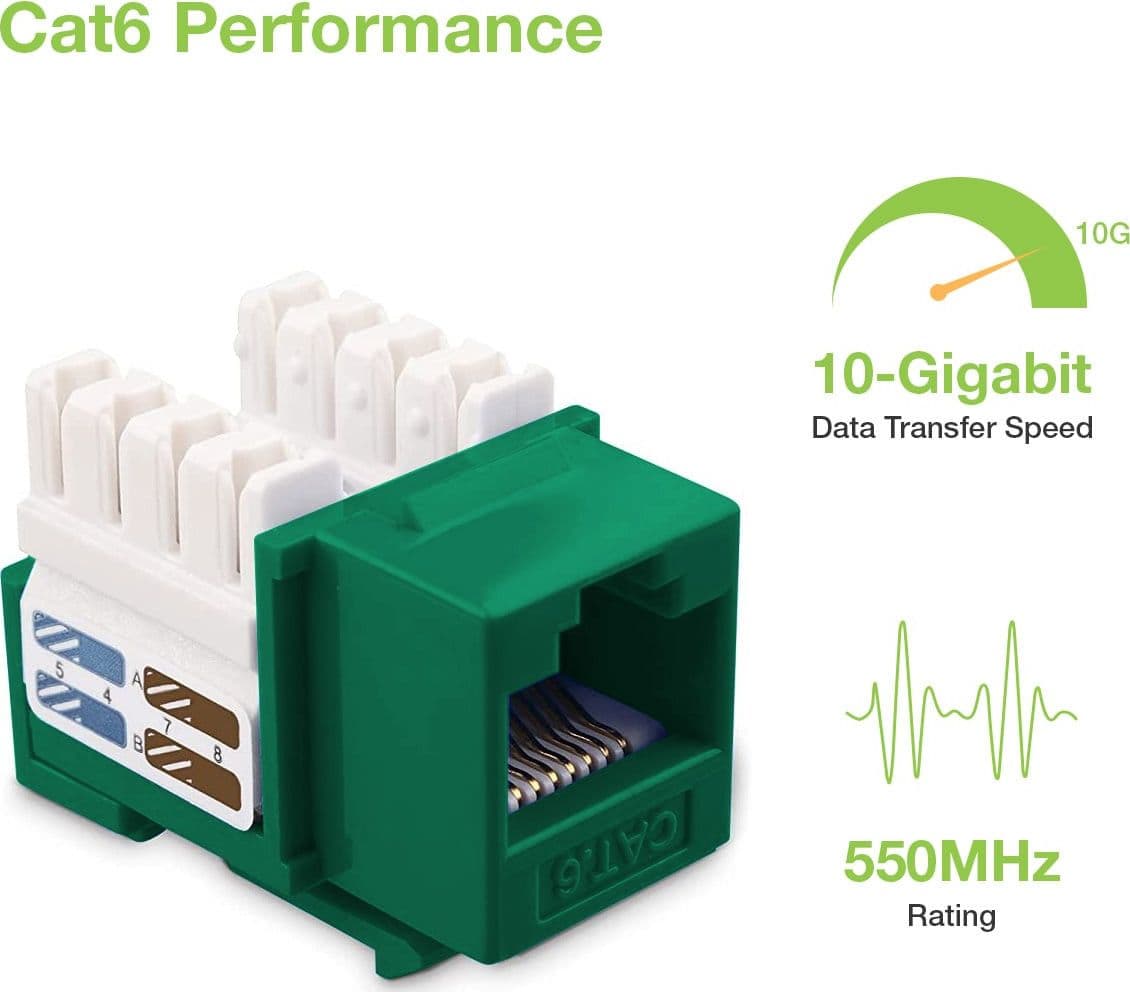 Frutto Keystone RJ45 Cat.6 UTP IDC 90&deg Verde - 14