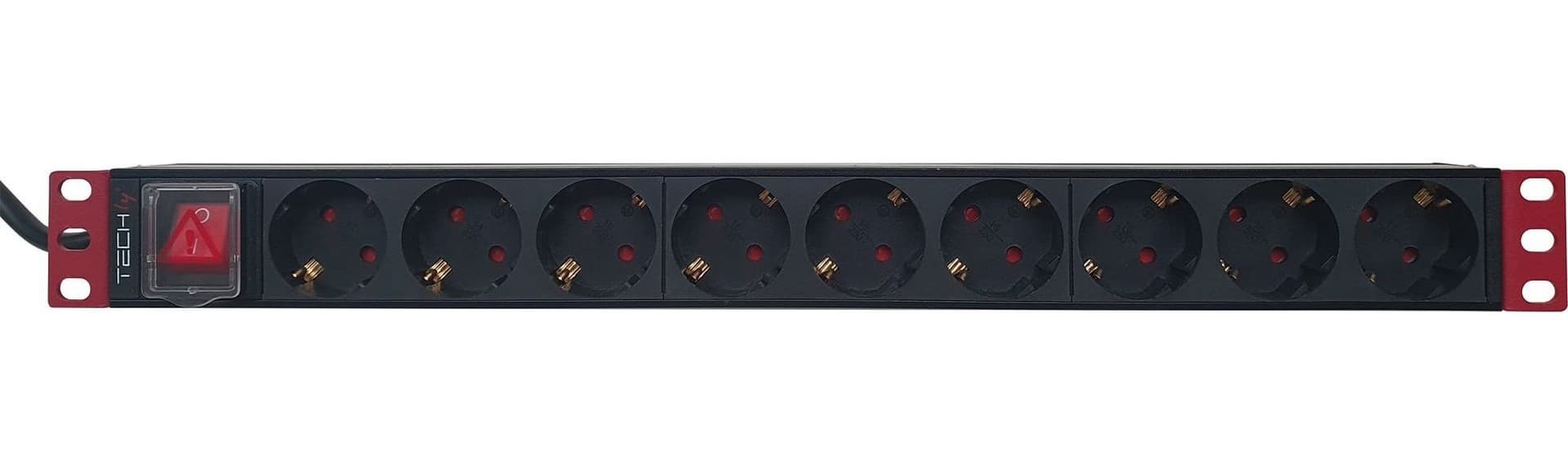Multipresa 9 Posti da Rack 19'' con Interruttore Spina Schuko Angolata 1U - 9