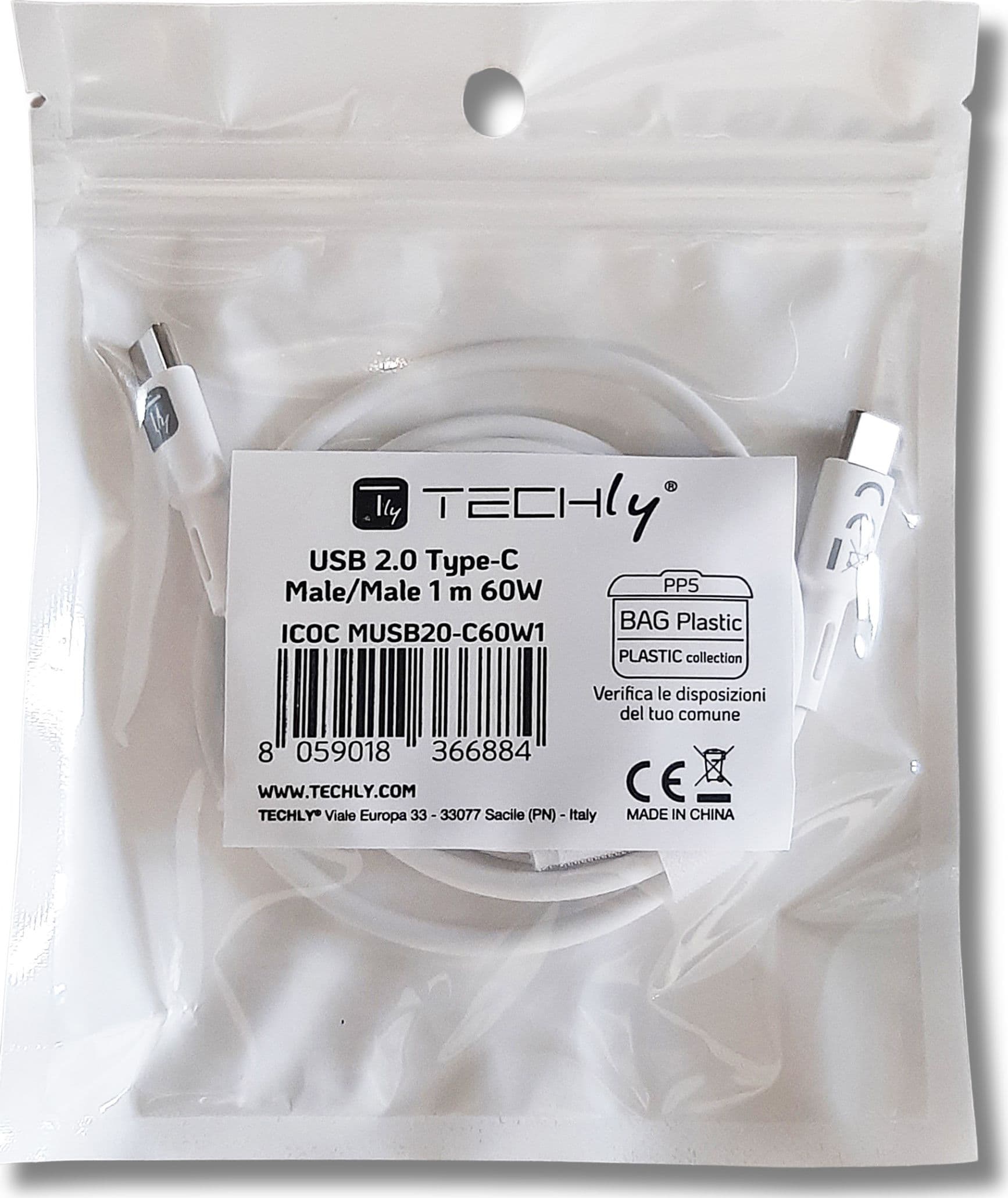 Cavo USB-C&trade Maschio/Maschio USB 2.0 1m Bianco - 7
