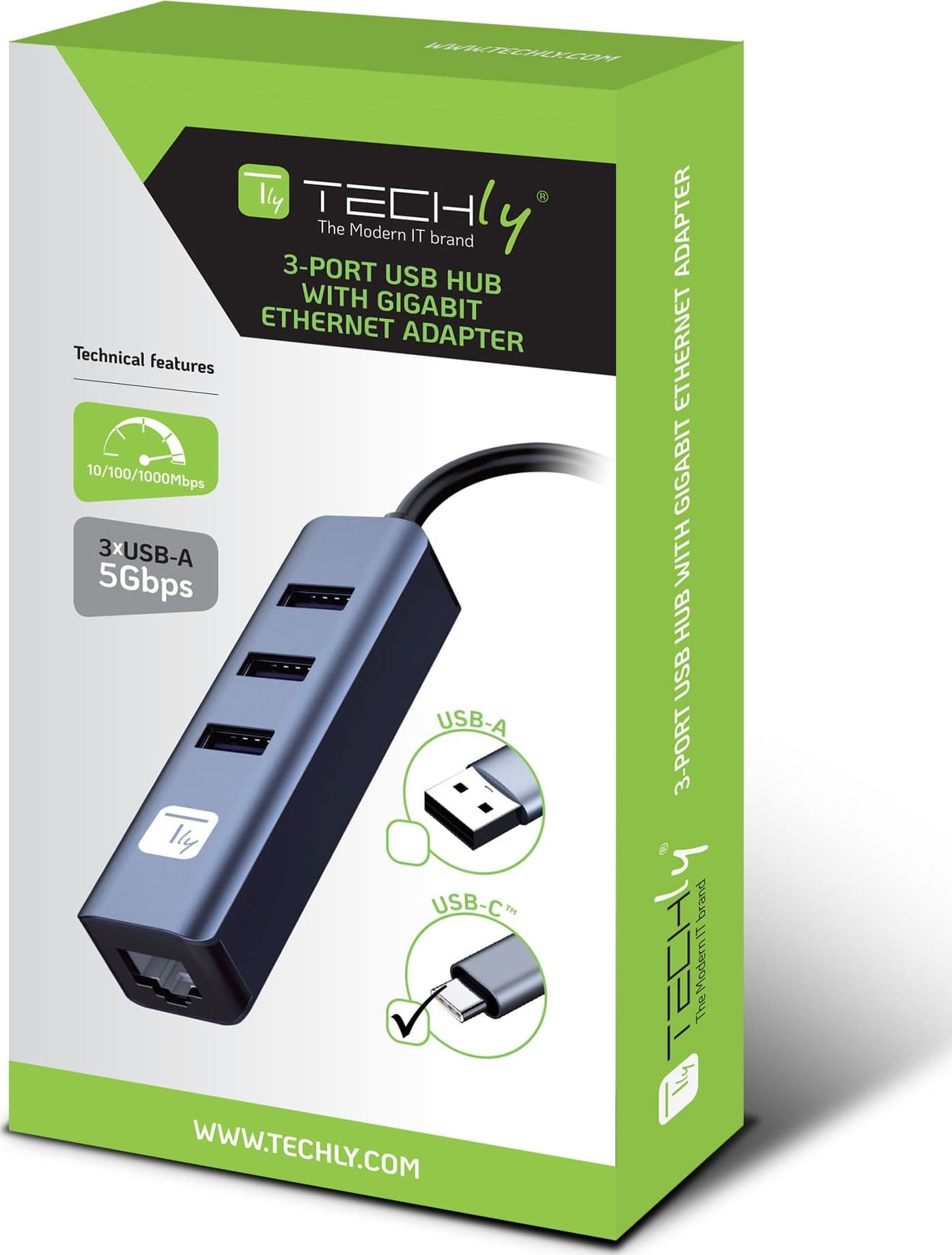 Adattatore Convertitore USB-C&trade a RJ45 Gigabit con Hub 3 Porte USB 5 Gbps - 15