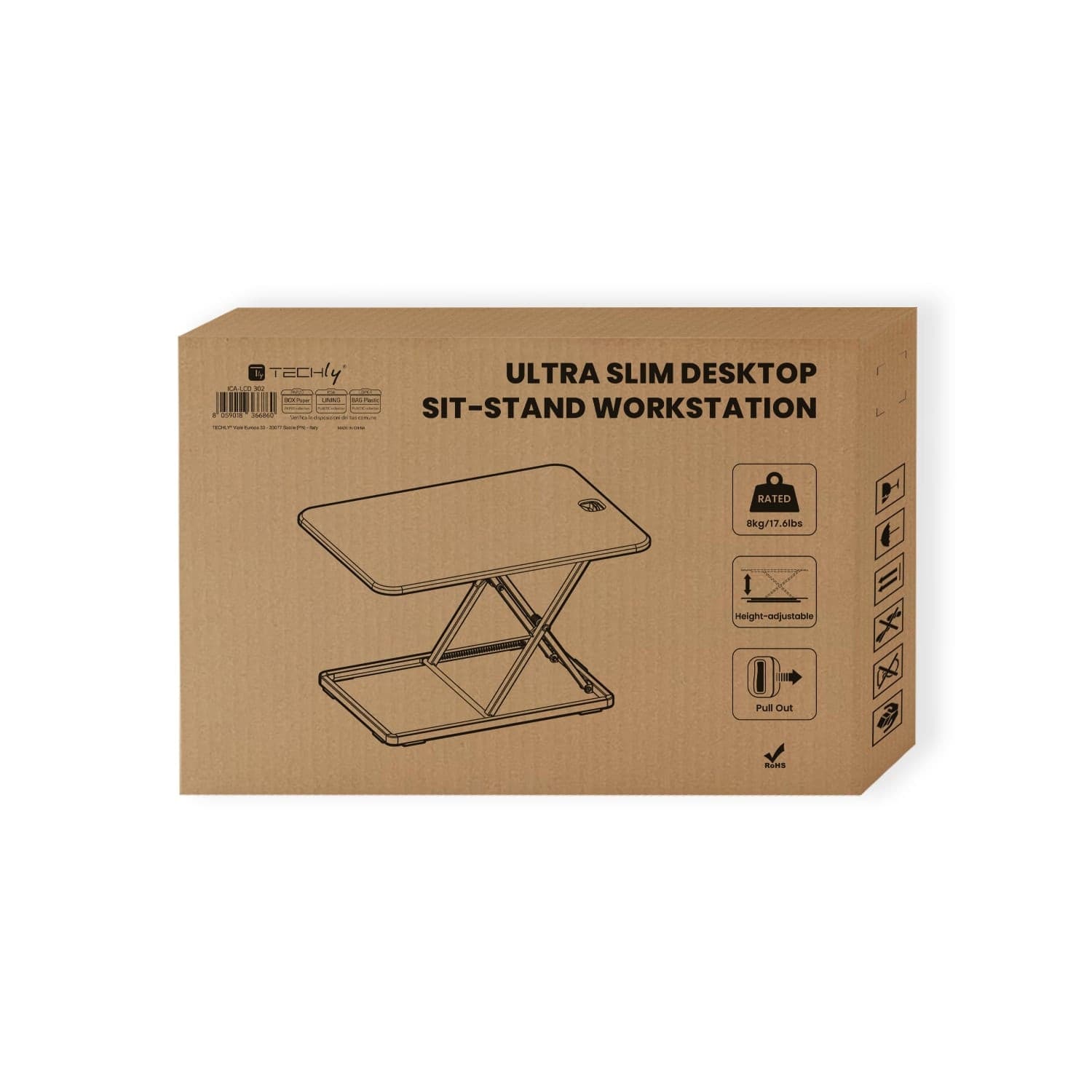 Convertitore da Scrivania In Piedi Postazione di Lavoro Sit Stand Ultra Slim Altezza Regolabile - 16