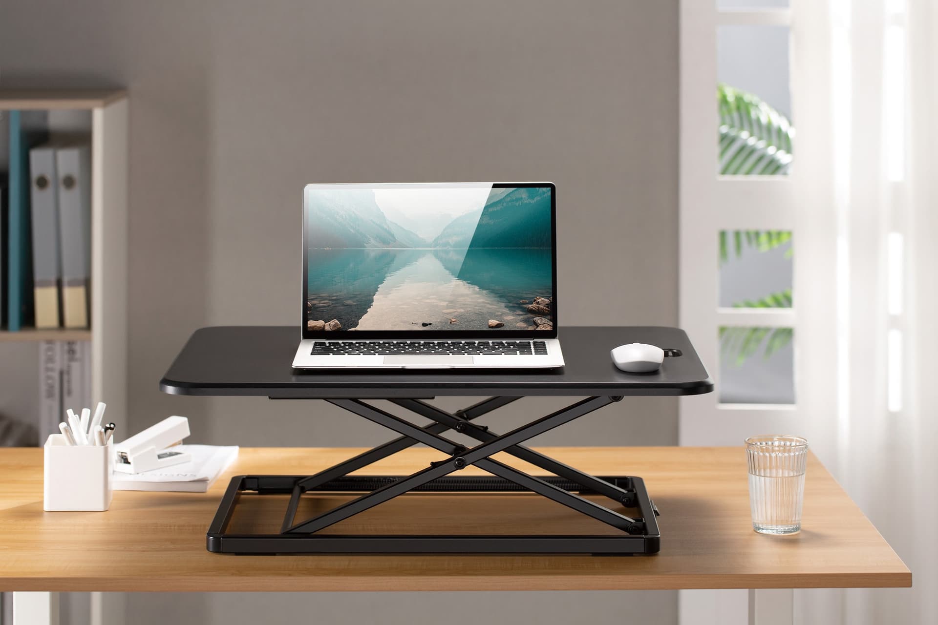 Convertitore da Scrivania In Piedi Postazione di Lavoro Sit Stand Ultra Slim Altezza Regolabile - 20