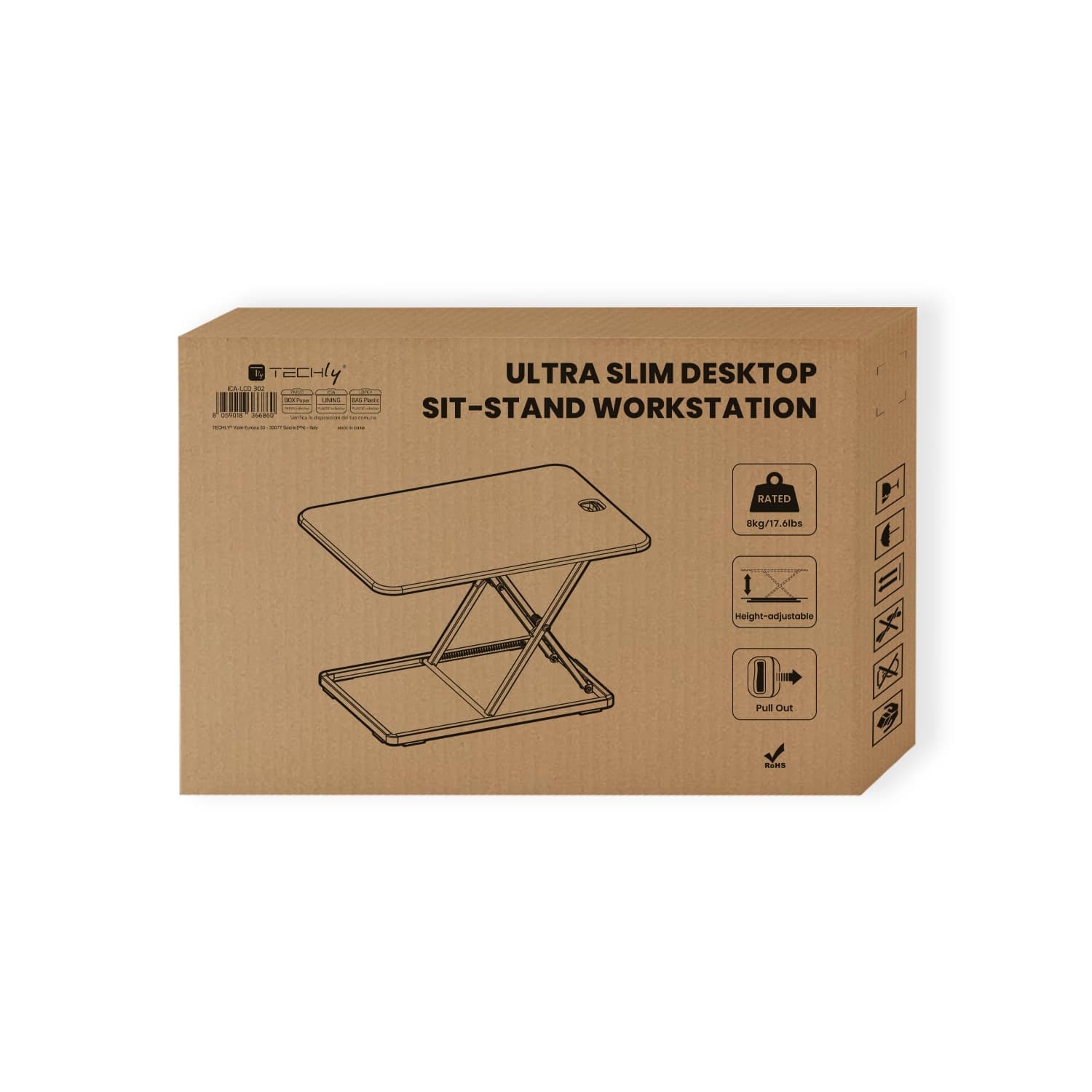 Convertitore da Scrivania In Piedi Postazione di Lavoro Sit Stand Ultra Slim Altezza Regolabile - 22