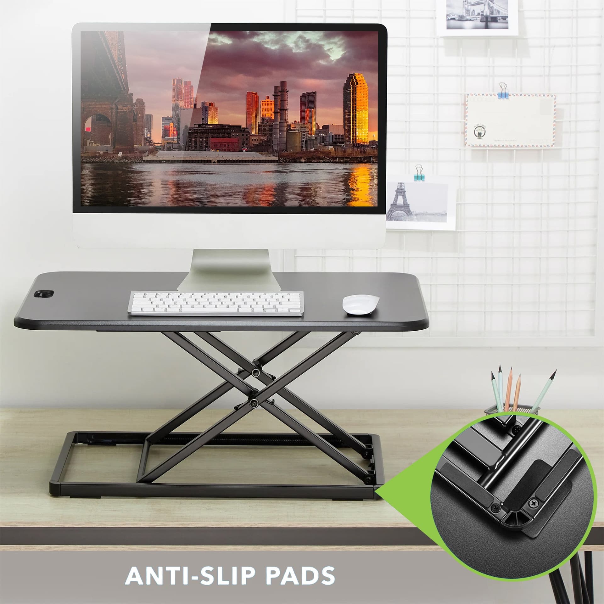 Convertitore da Scrivania In Piedi Postazione di Lavoro Sit Stand Ultra Slim Altezza Regolabile - 7