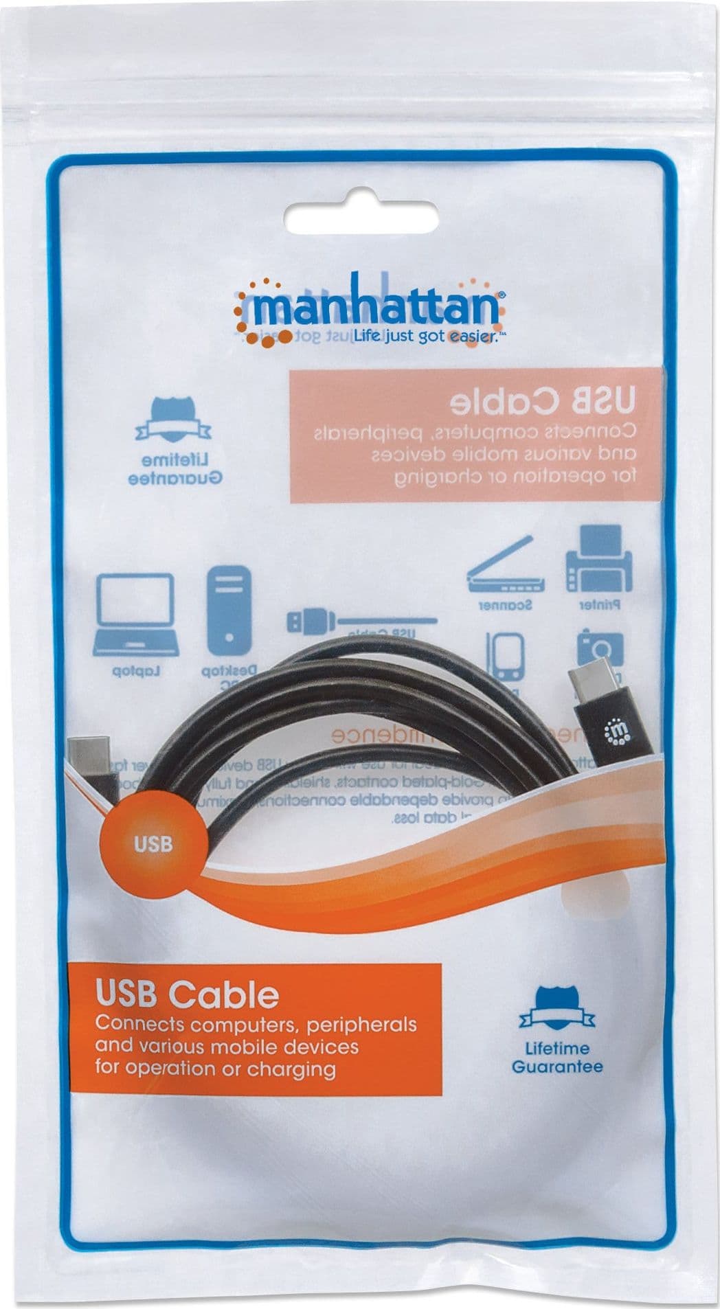 Cavo USB-C&trade Maschio/Maschio USB 2.0 2m Nero - 24