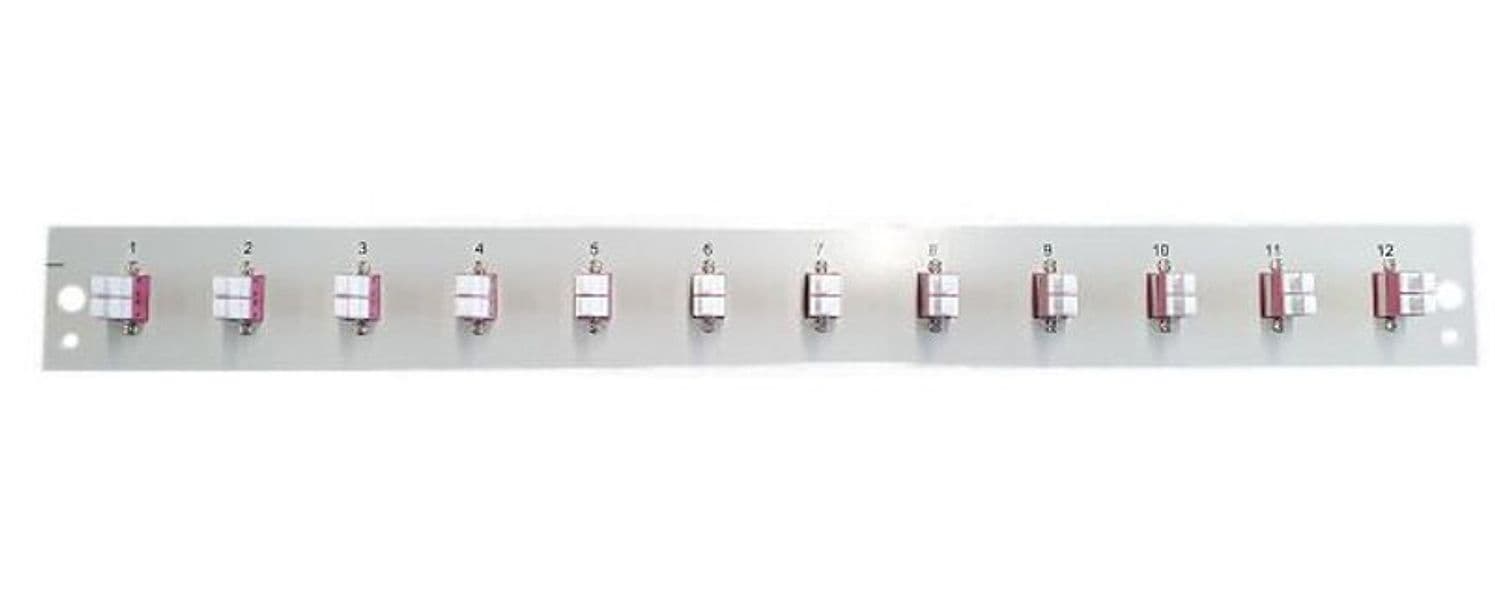 Pannello Frontale per Cassetto Ottico 1U 12 LC Duplex OM4 Grigio - 3