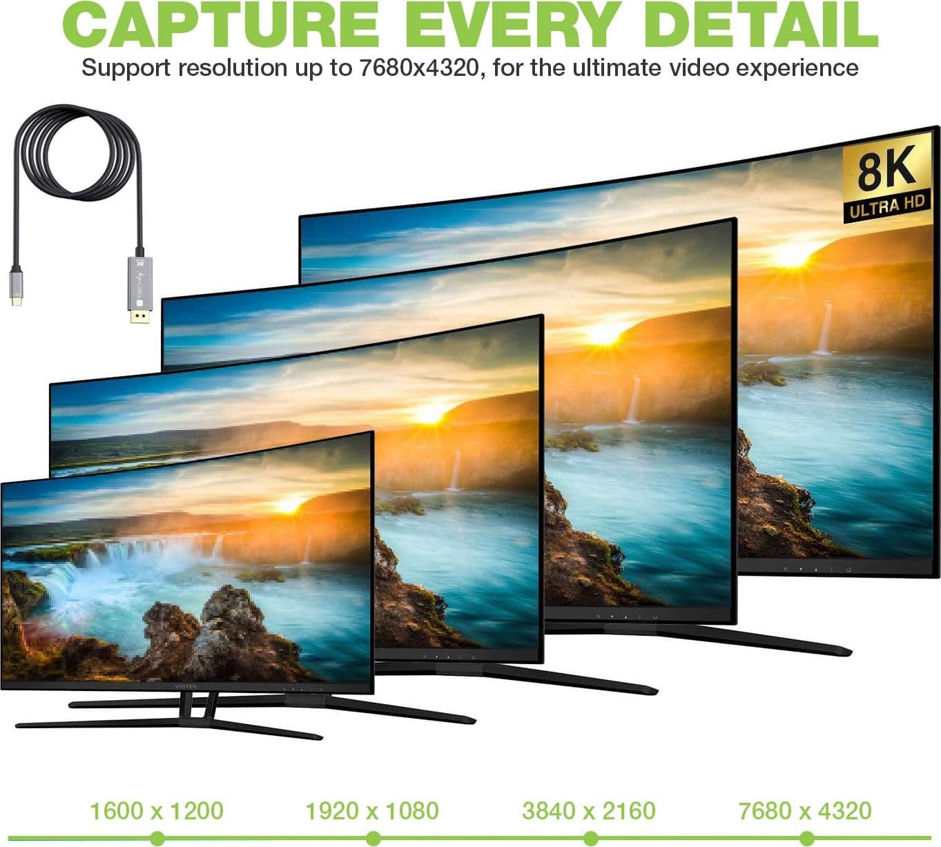 Cavo Adattatore USB-C&trade 3.2 a Displayport 1.4 8K@60Hz 1,8 m - 14