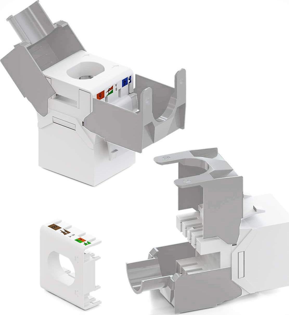 Frutto Keystone RJ45 Cat.6A UTP Tool-Free Bianco Grigio - 11