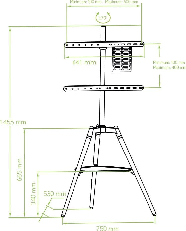 Supporto a Pavimento Cavalletto Tripod per TV LCD/LED/Plasma 32-65'' con Mensola - 10