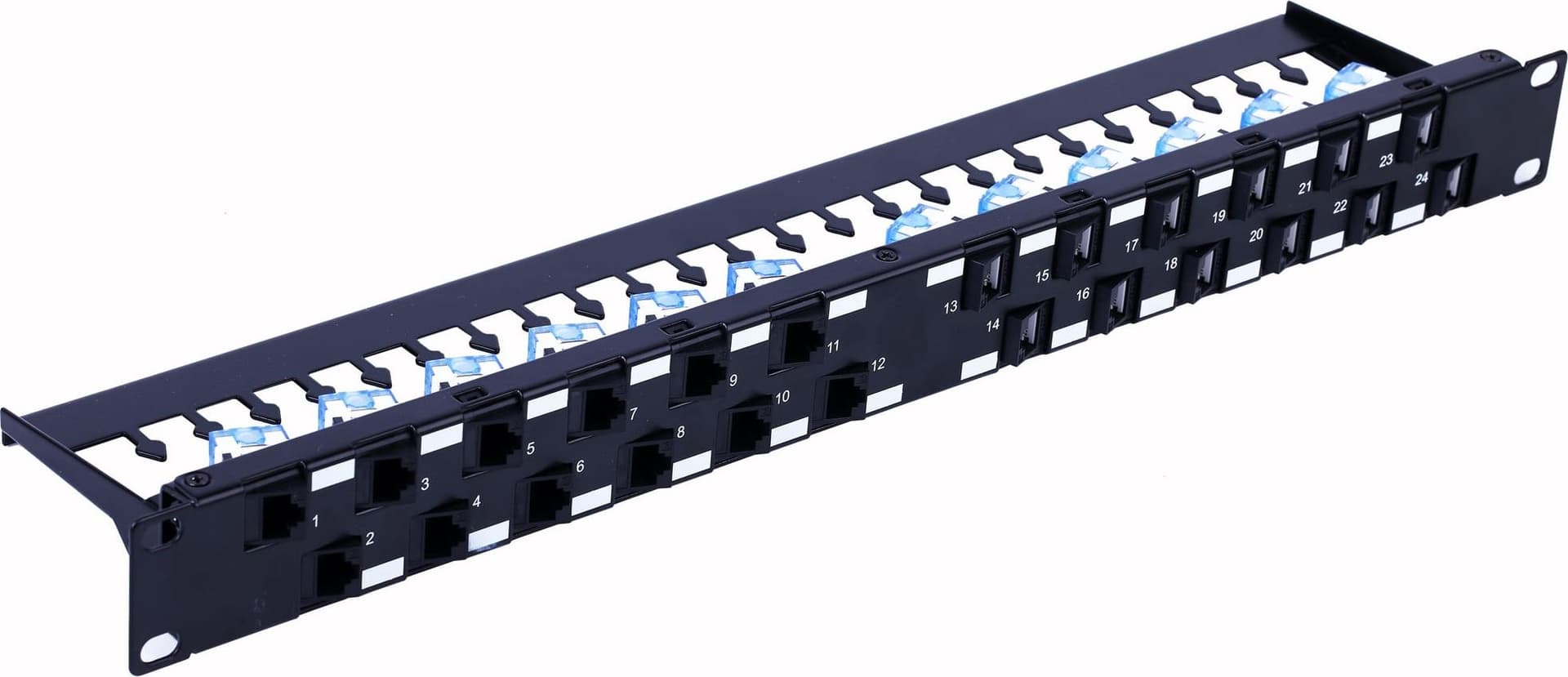 Pannello Patch UTP 24 Posti RJ45 Cat.6A Uscita Inclinata 1U Nero - 5