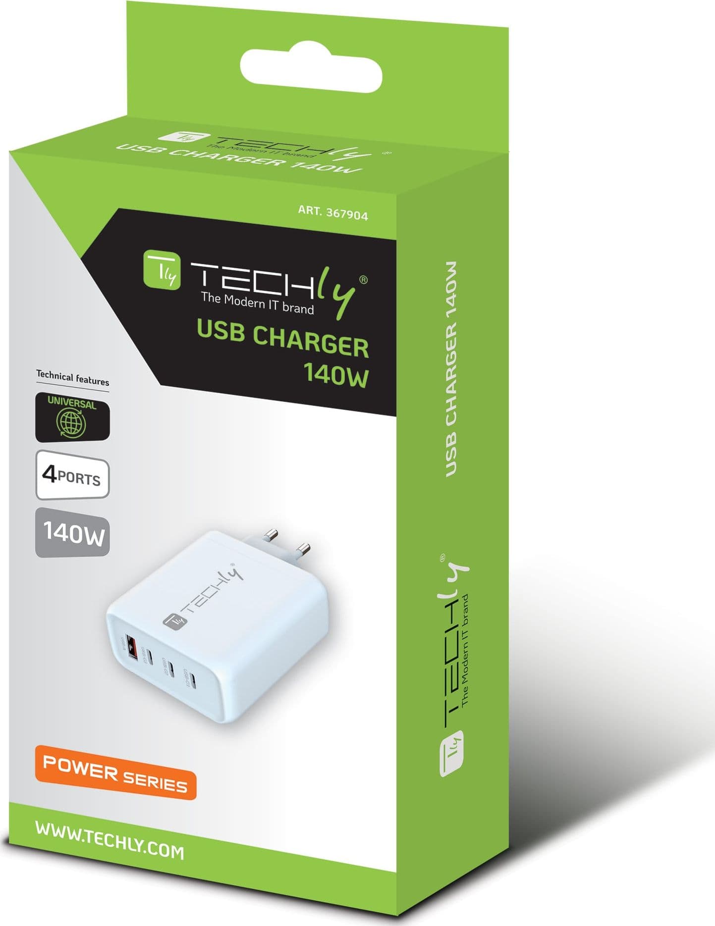 Caricatore Alimentatore GaN 3 porte USB-C&trade e 1 USB-A da Muro 140W - 13