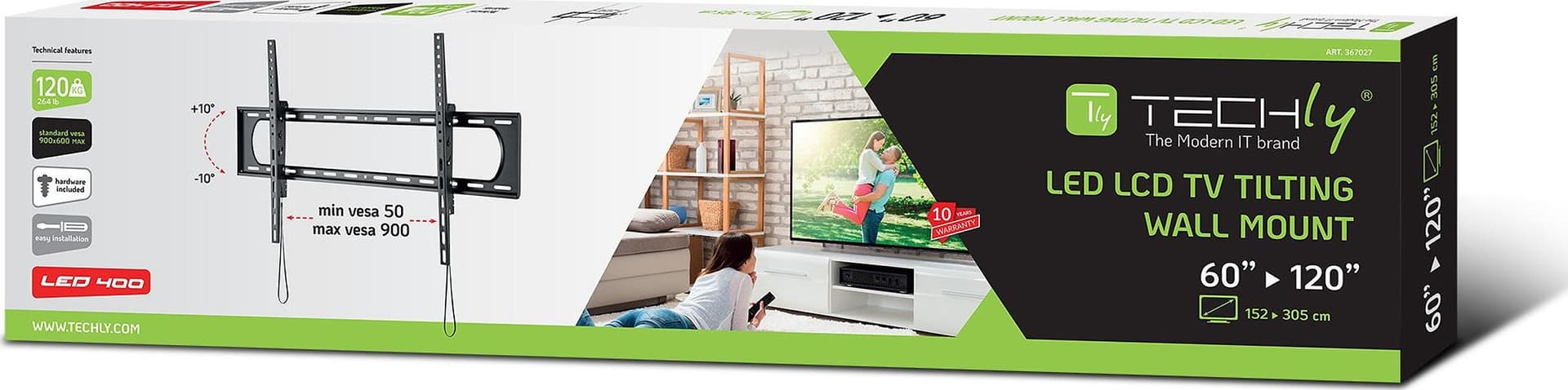Staffa a Muro Inclinabile Slim TV LED LCD 60-120'' - 7