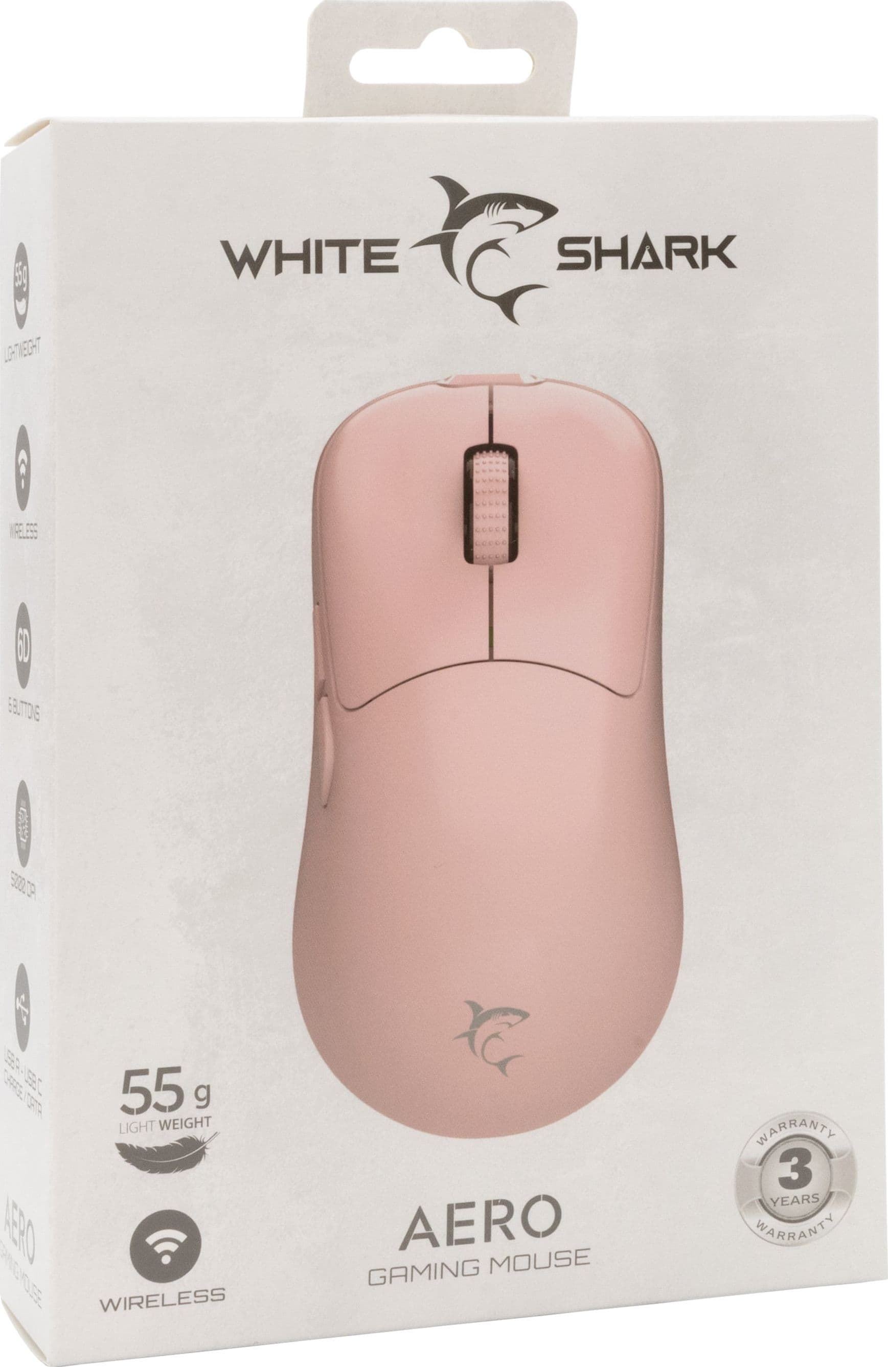 Mouse Ottico Wireless Gaming USB-C&trade 6400 dpi Rosa, AERO - 19