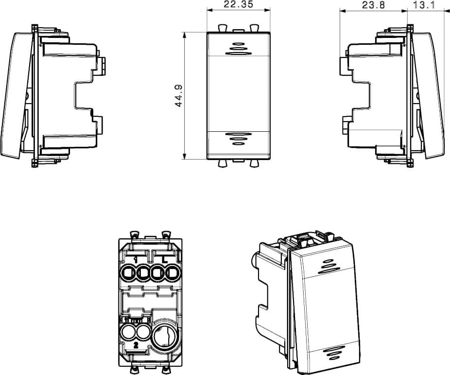 Domus S44 Interruttore 1P 16AX Illuminabile Bianco Lucido - 5