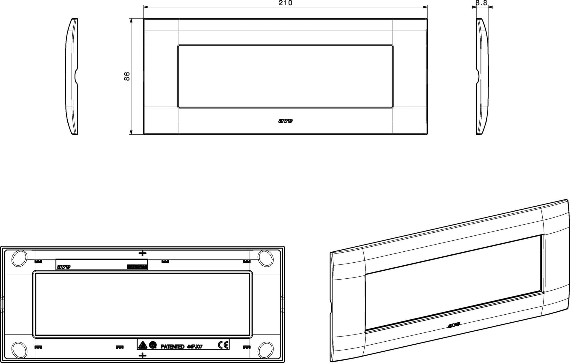 Placca Serie YOUNG 44 per Scatola Rettangolare 7 Moduli Bianco - 6