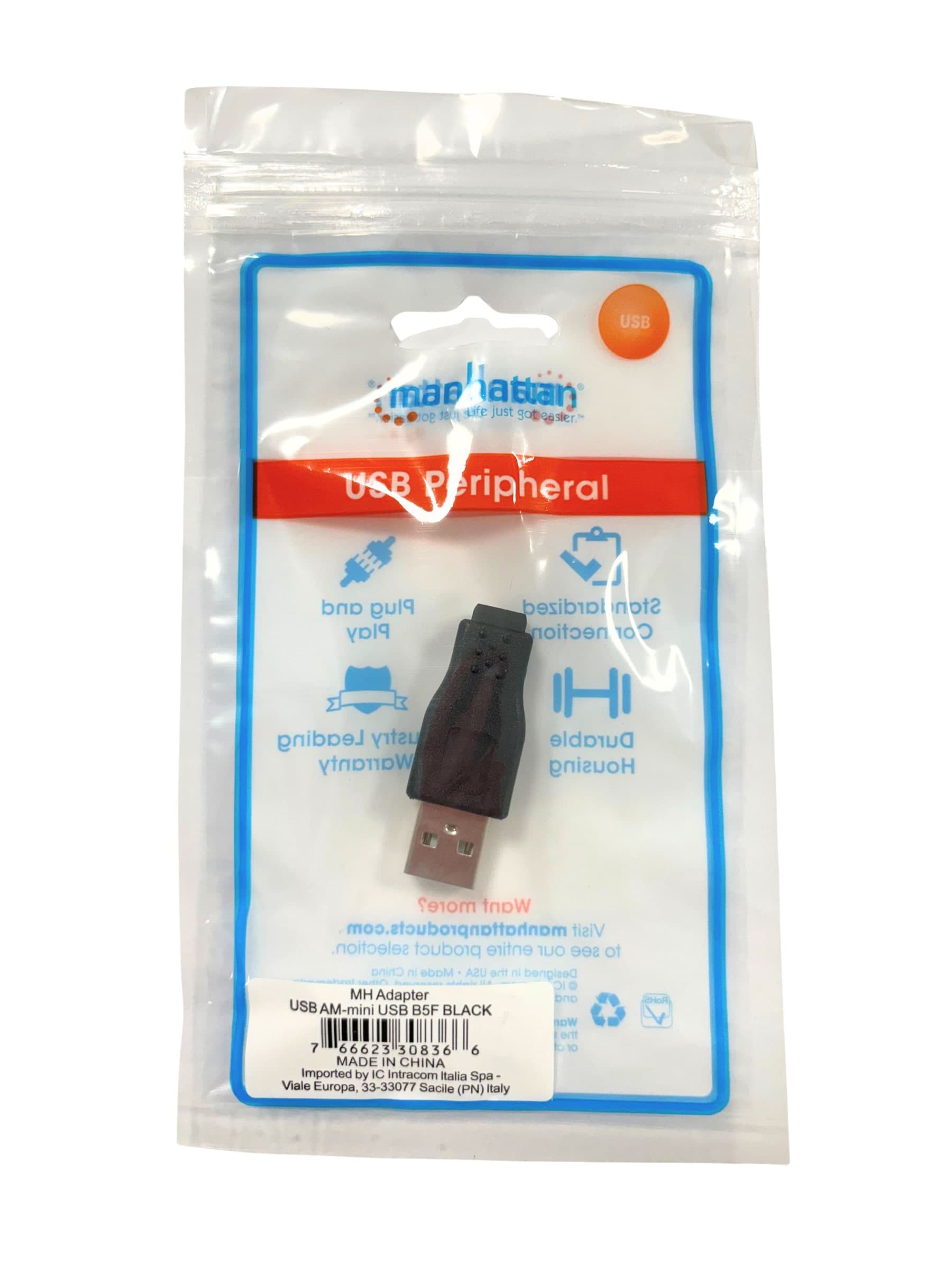 Adattatore Convertitore USB A Maschio a Mini B Femmina Nero - 7